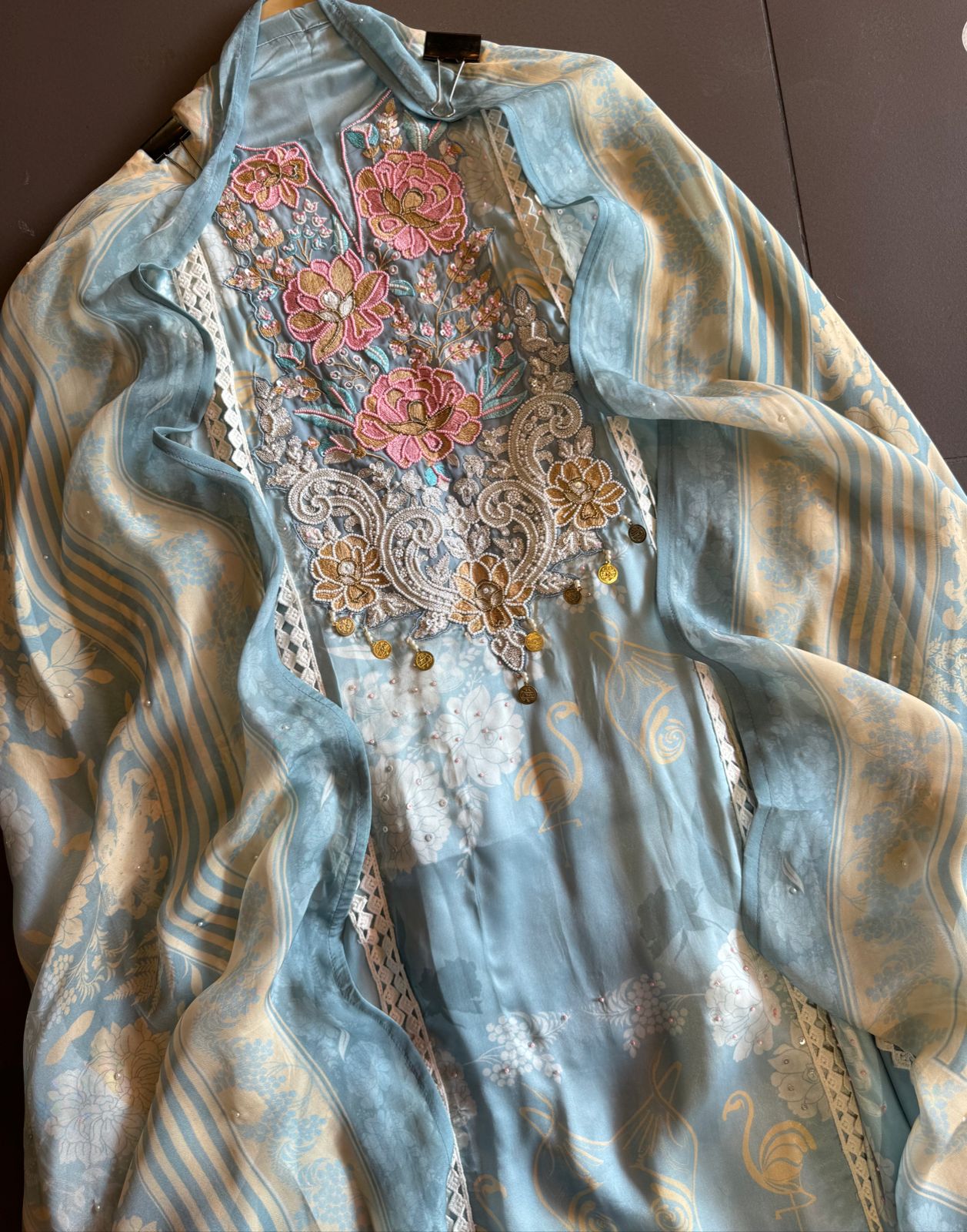 Pure digital printed Very high quality Shirt (Unstitched and full in size) with handwork