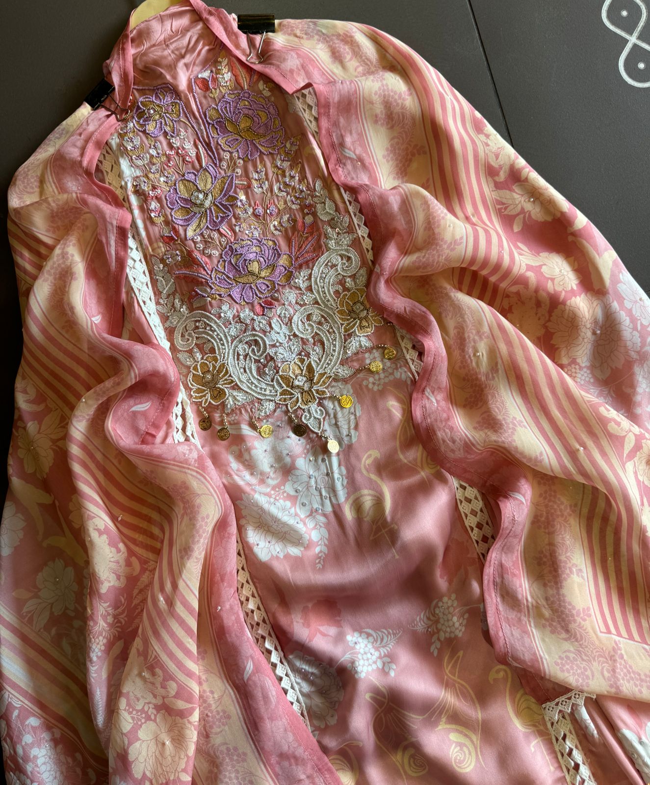 Pure digital printed Very high quality Shirt (Unstitched and full in size) with handwork