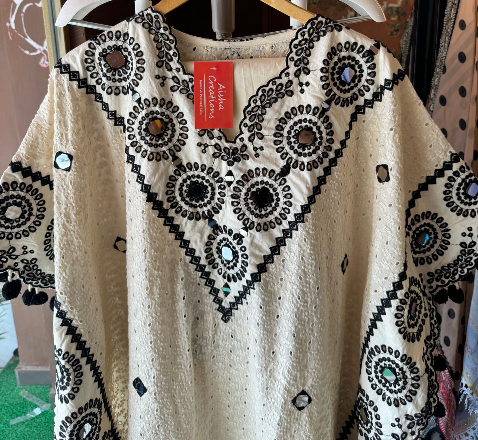 Pure hakuba chicken kaaftan set (Stitched KAAFTAN) with Beautiful thread embroidery done