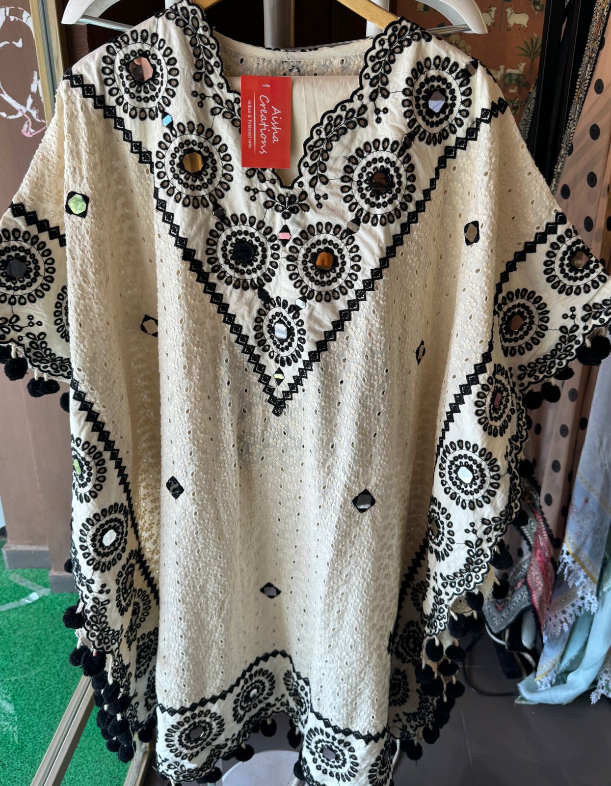 Pure hakuba chicken kaaftan set (Stitched KAAFTAN) with Beautiful thread embroidery done