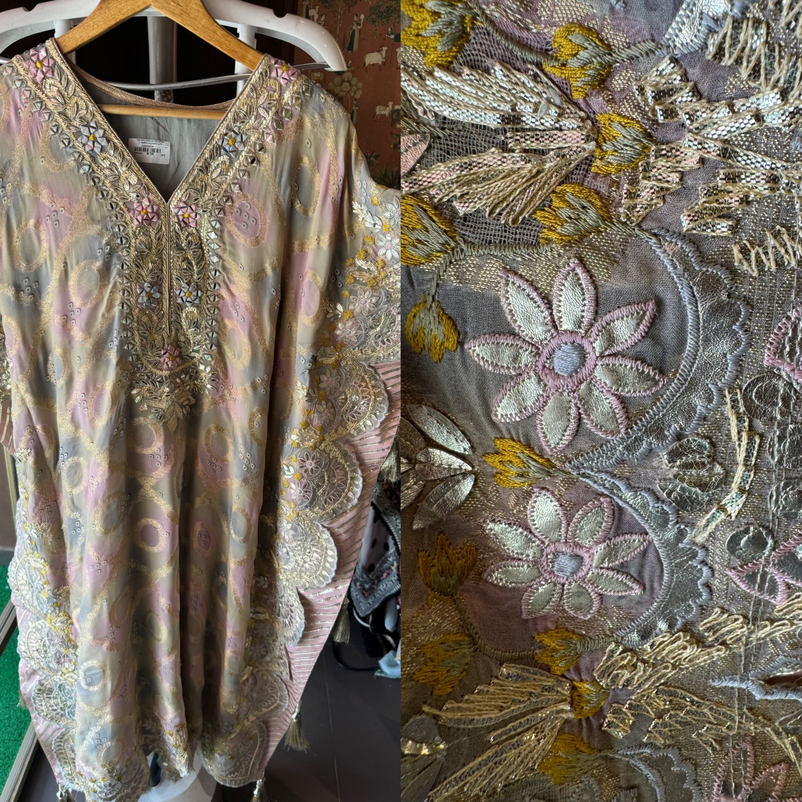 Pure hakuba chicken kaaftan set (Stitched KAAFTAN) with Beautiful thread embroidery done