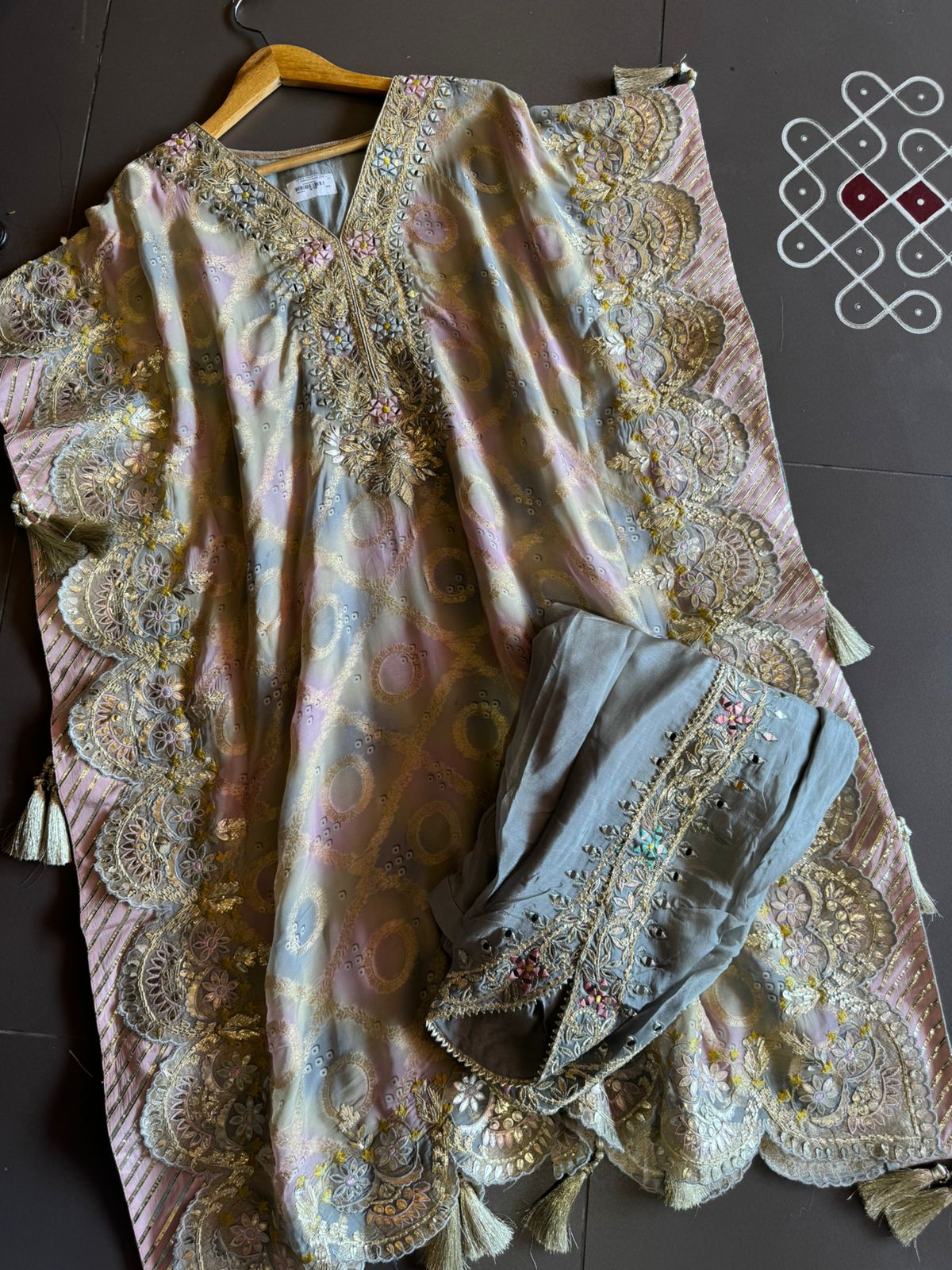 Pure hakuba chicken kaaftan set (Stitched KAAFTAN) with Beautiful thread embroidery done