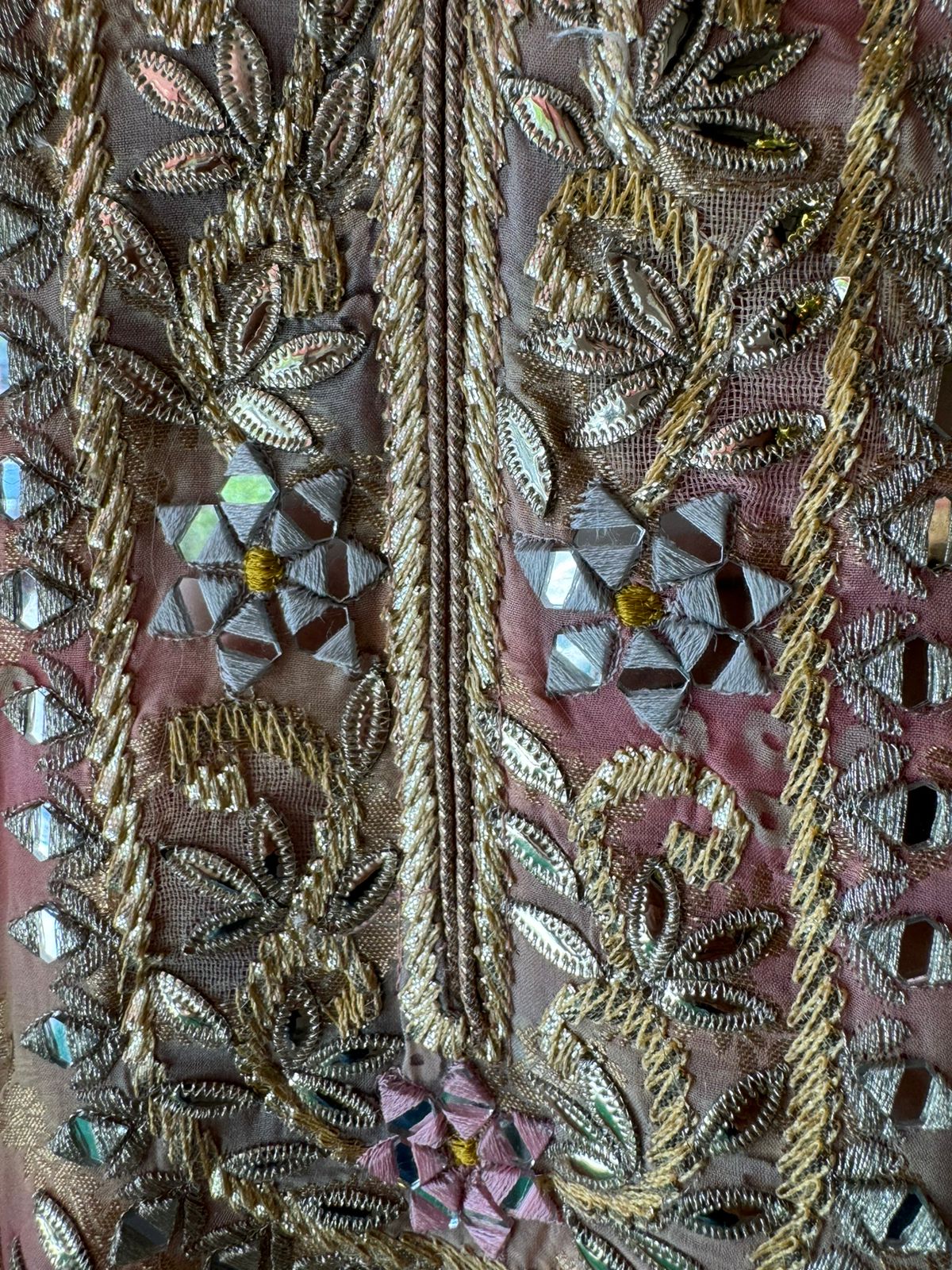 Banarsi silk Tye and Dye look kaaftan Multi shaded with Cutwork designing