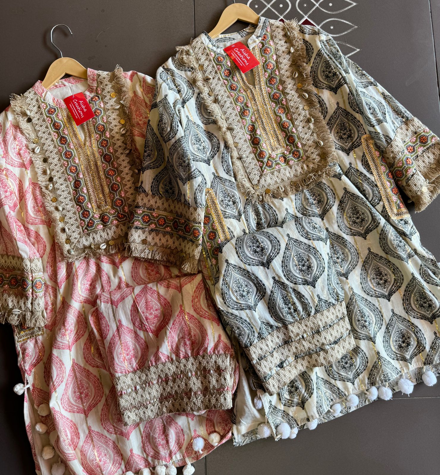 Soft cotton Stitched Shirt with block printing with lurex weavings with beautiful just patch