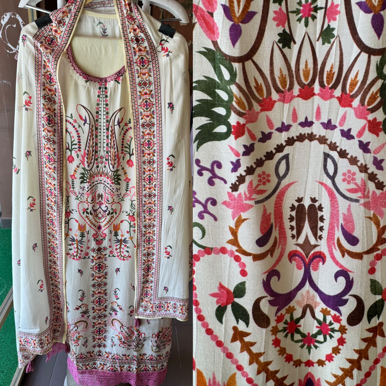 Pure Muslin Semi stitched Shirt with Kani printing