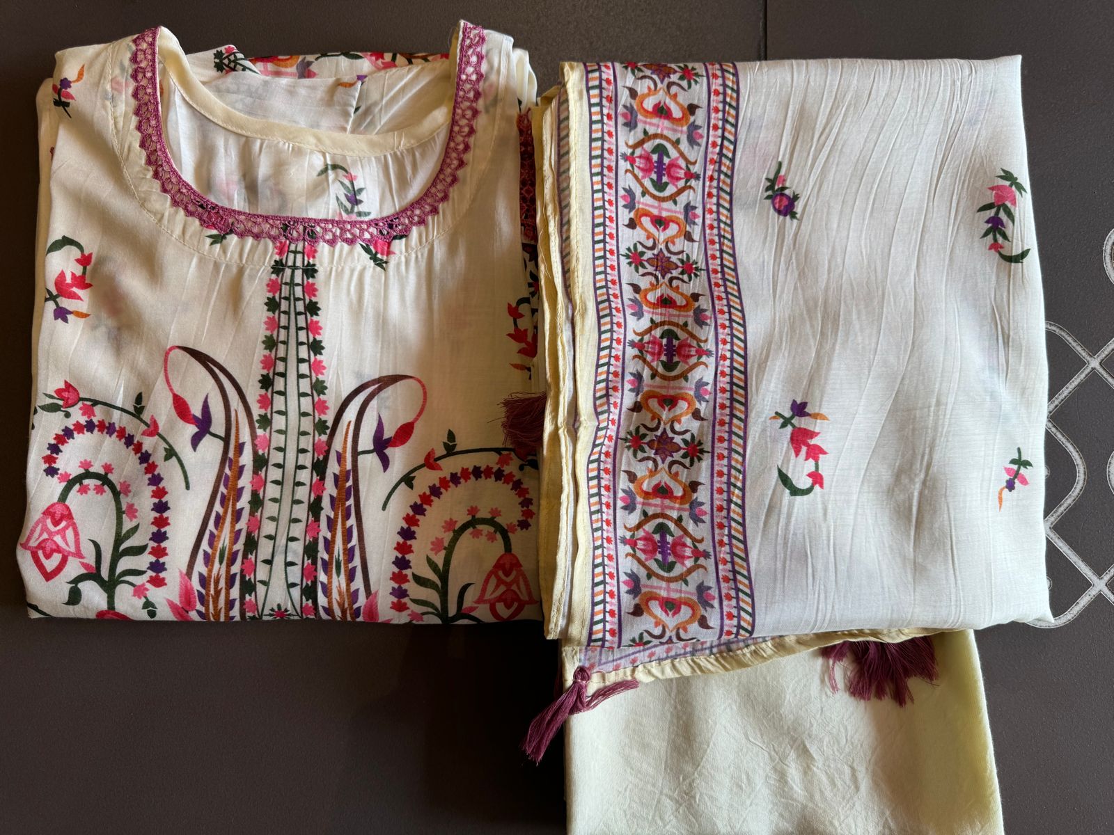 Pure Muslin Semi stitched Shirt with Kani printing