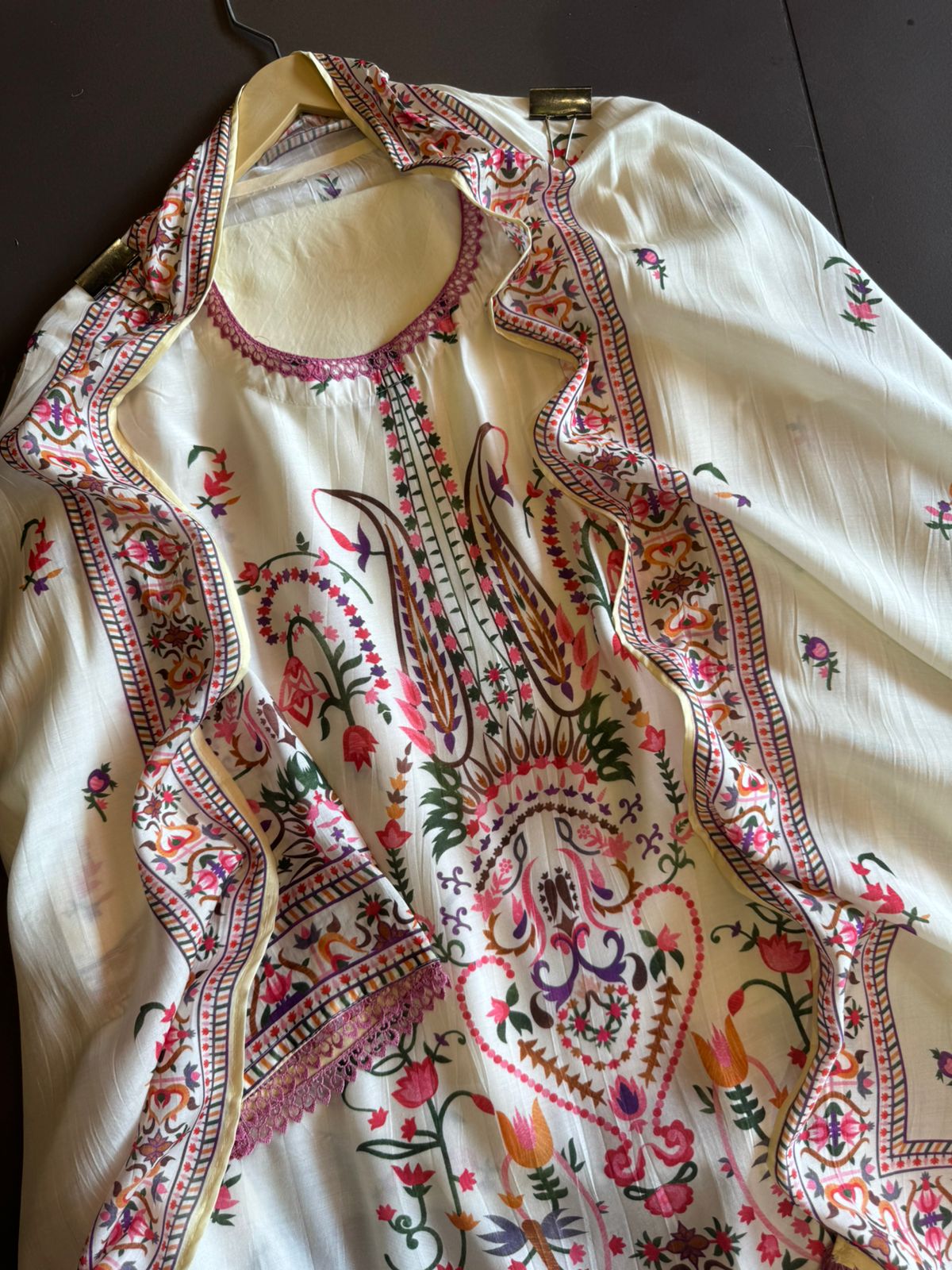 Pure Muslin Semi stitched Shirt with Kani printing