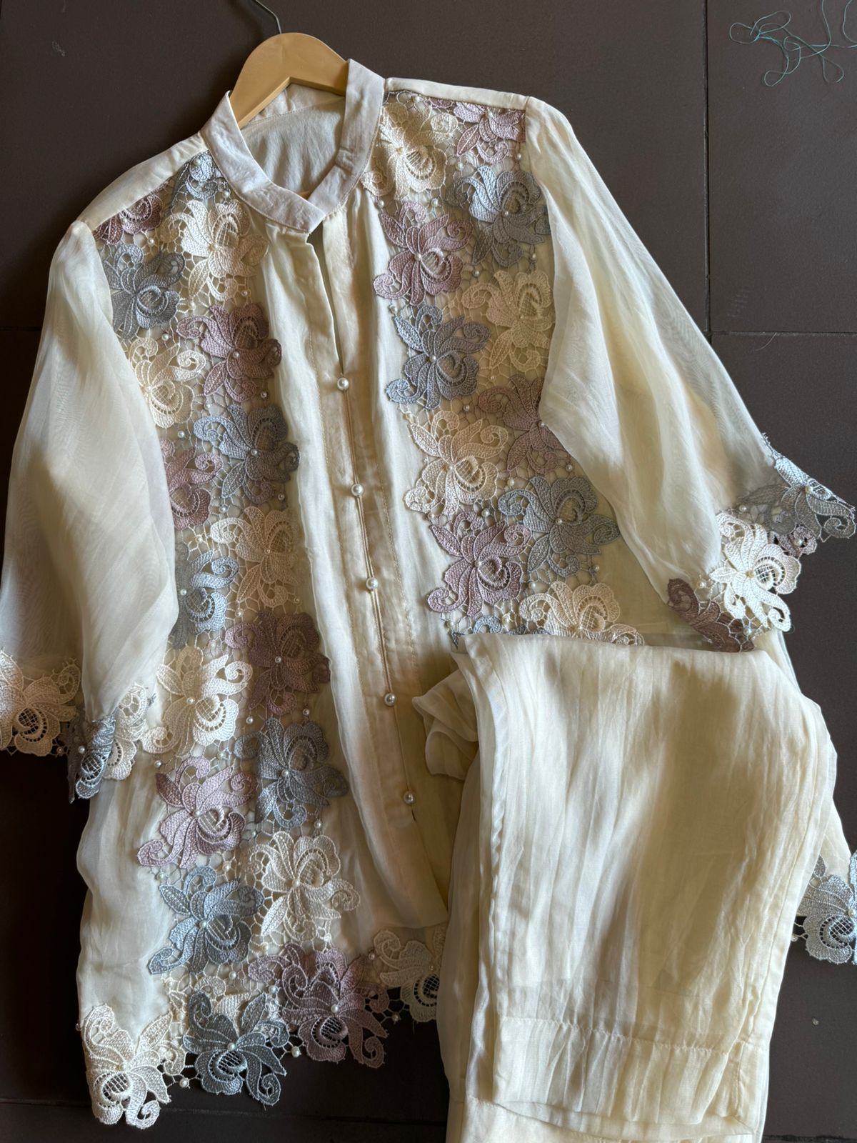 Soft organza COORD set with Beautiful lace imported lace detailings