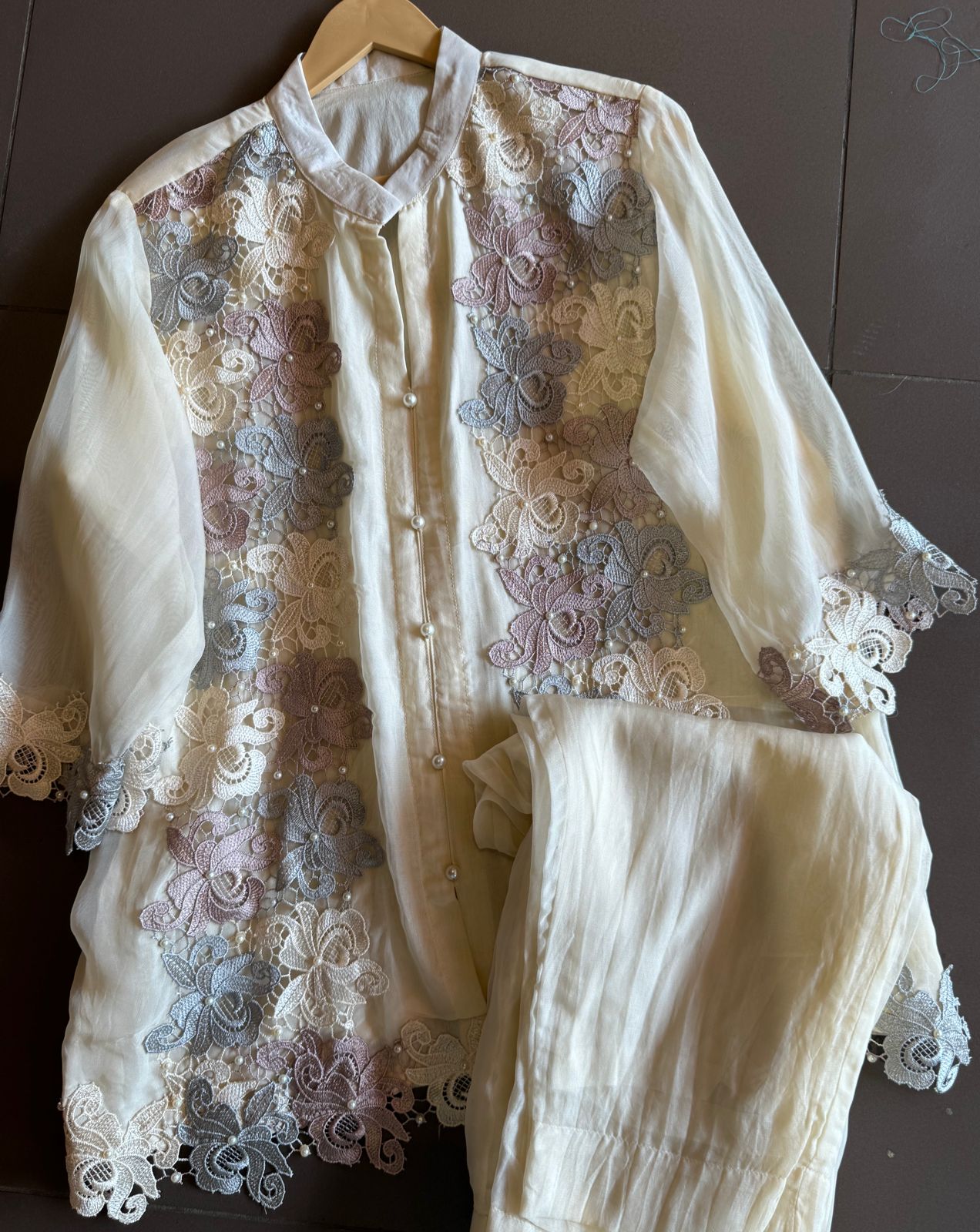 Soft organza COORD set with Beautiful lace imported lace detailings