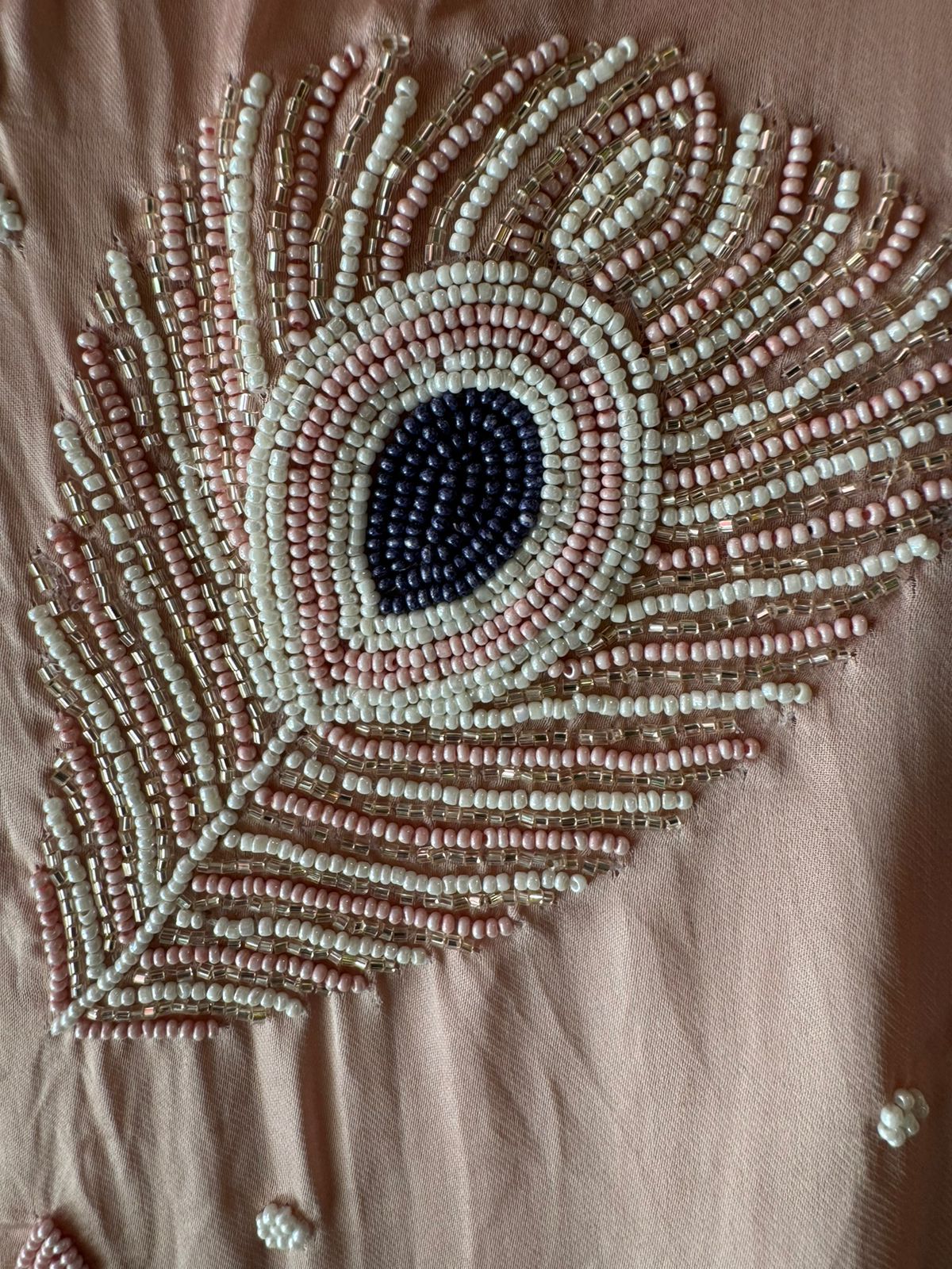 Soft organza Shirt with beautiful handwork highlighting on the neck front with Moti work