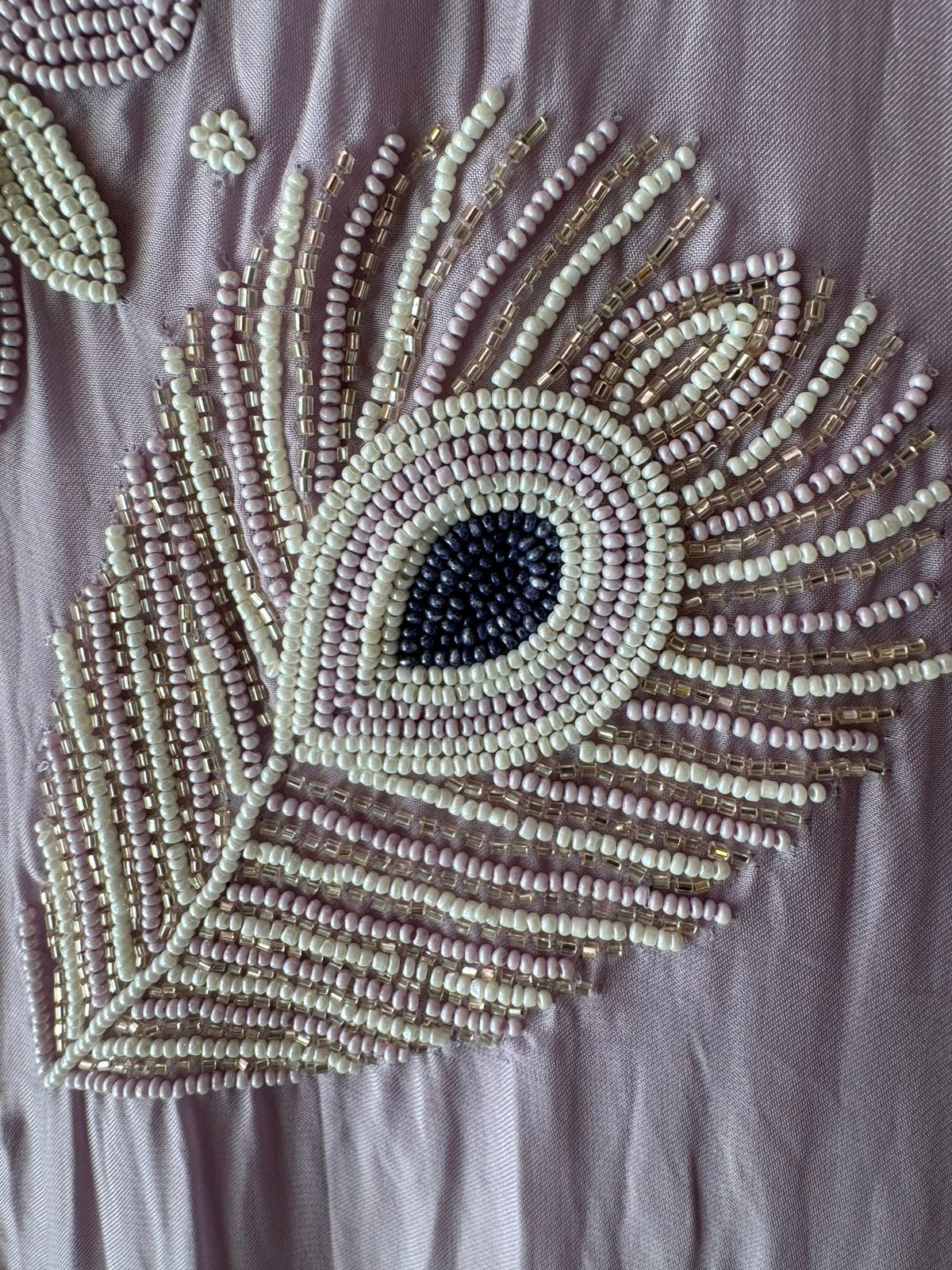 Soft organza Shirt with beautiful handwork highlighting on the neck front with Moti work