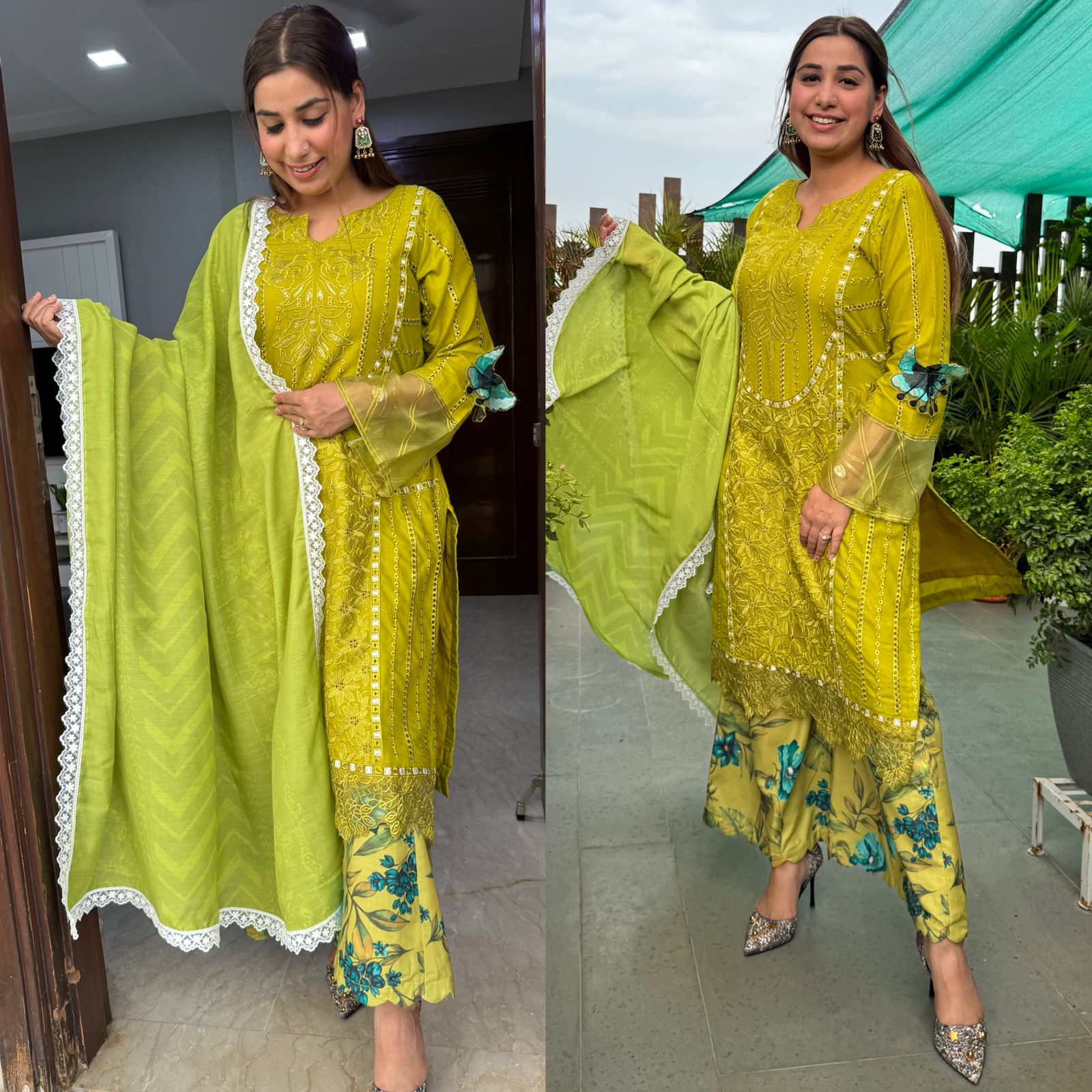 Cotton embroidered shirt with beautiful thread work done