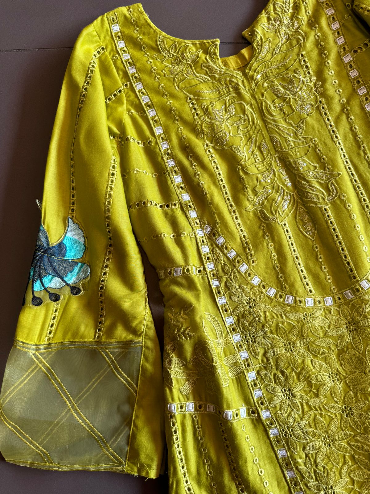 Cotton embroidered shirt with beautiful thread work done