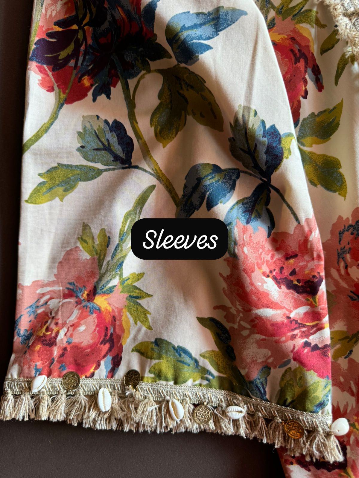 Pure cotton digital Floral printed COORD set with Jute patchwork on the neckline