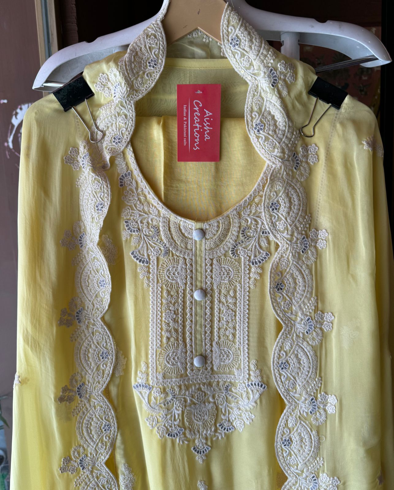 Soft organza Unstitched shirt with designer Threadwork booties and Even on the sides of the shirt