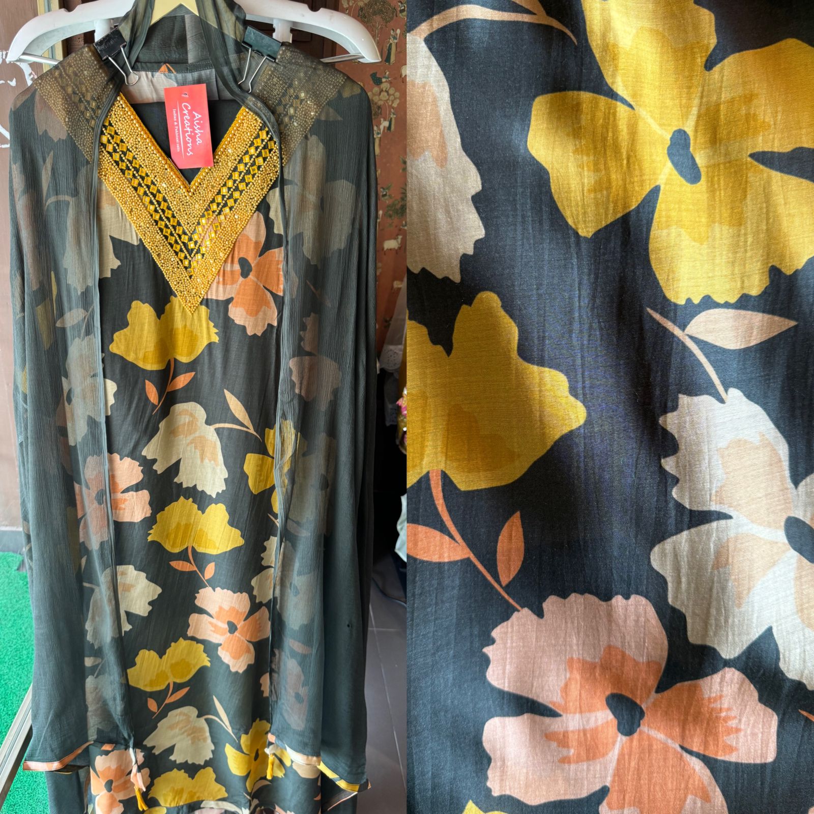 Soft digital floral printed Muslin shirt (Unstitched and full in size)