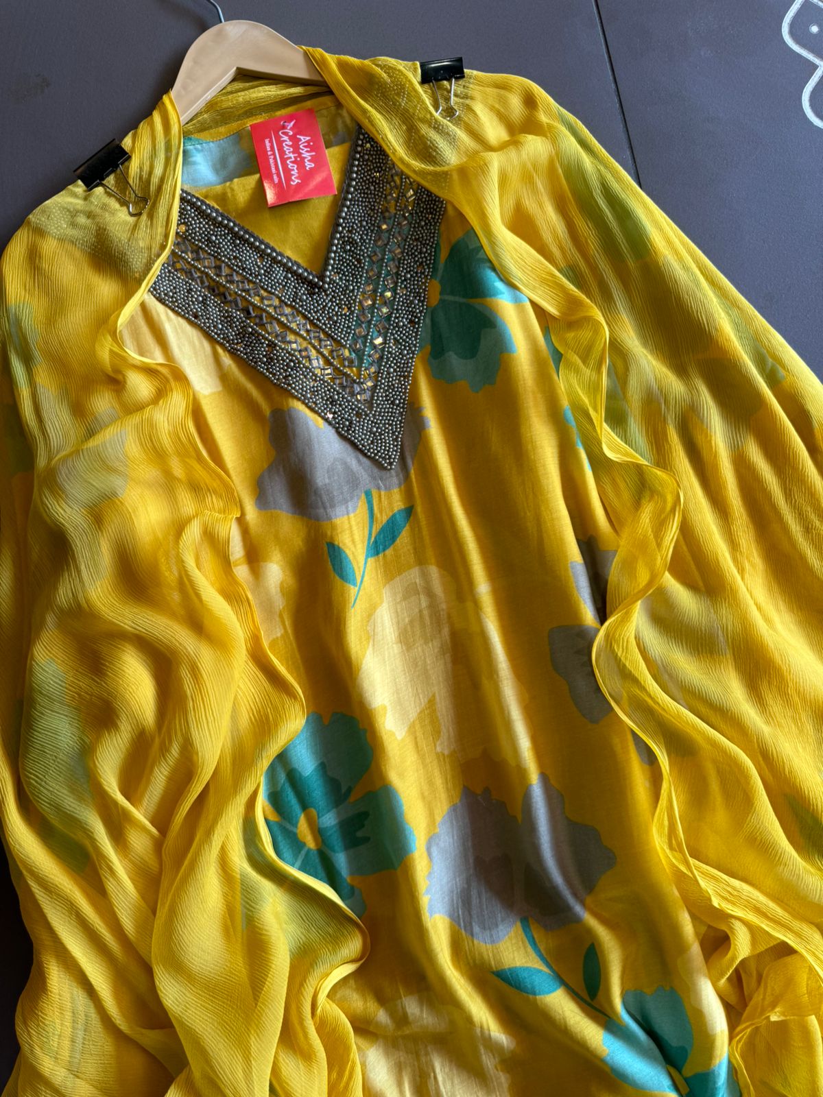 Soft digital floral printed Muslin shirt (Unstitched and full in size)