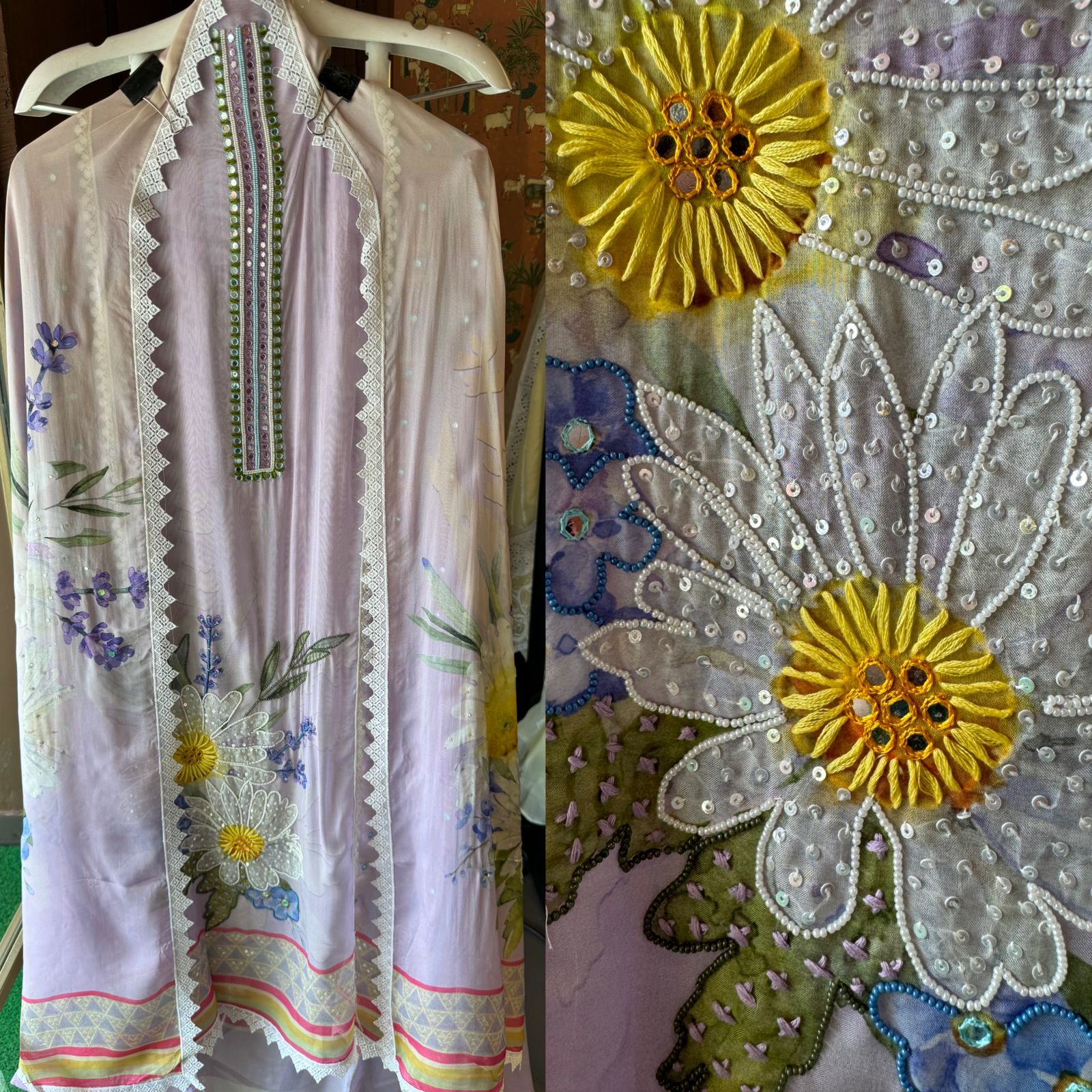 100% Pure soft organza shirt with very high quality digital