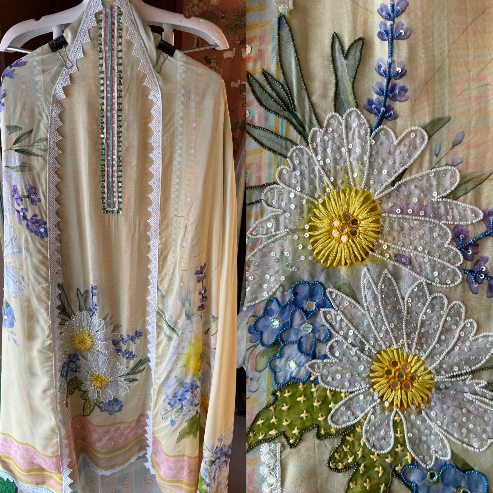 100% Pure soft organza shirt with very high quality digital