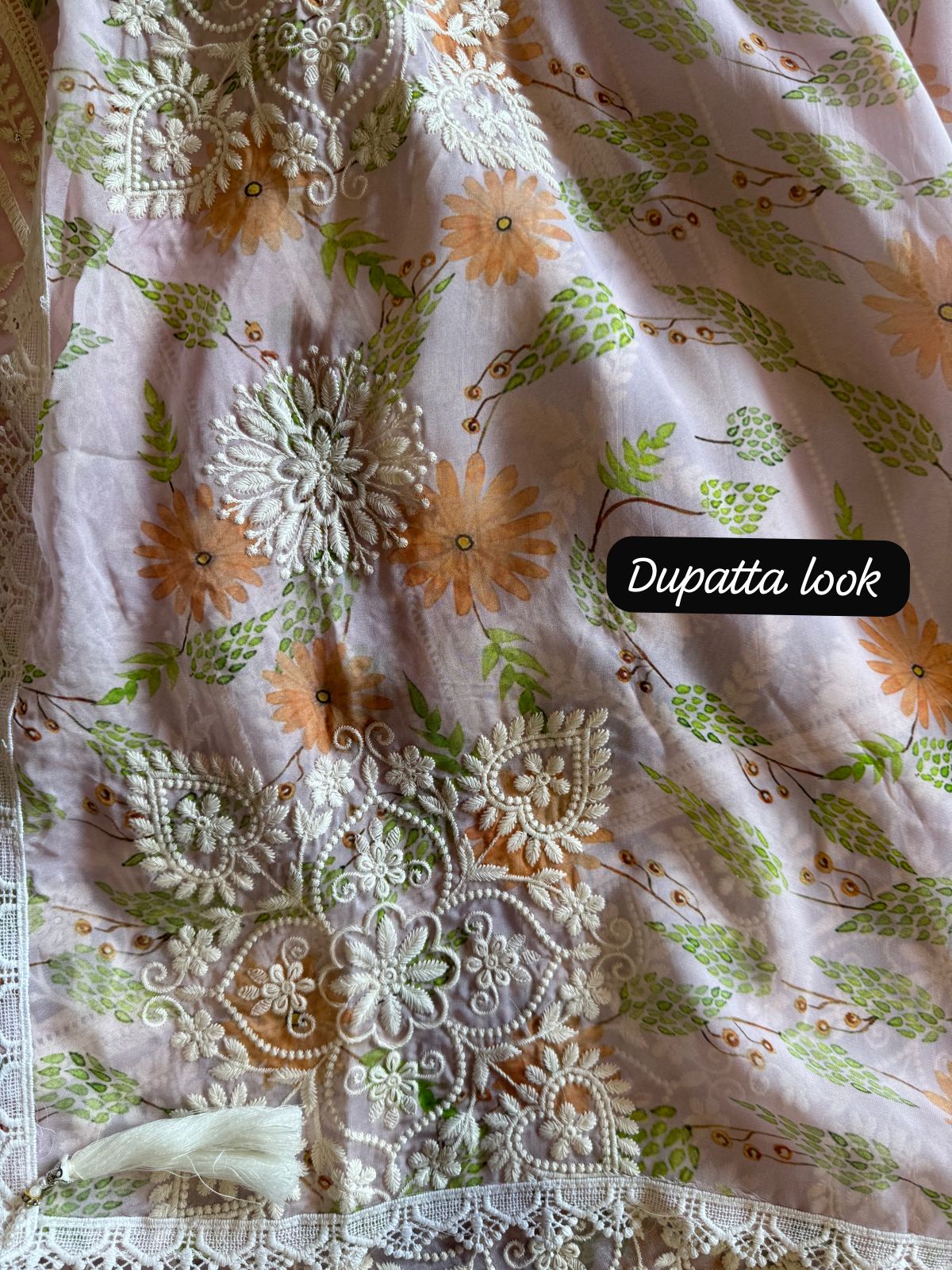 Pure organza Shirt with beautiful threadwork done on the full front