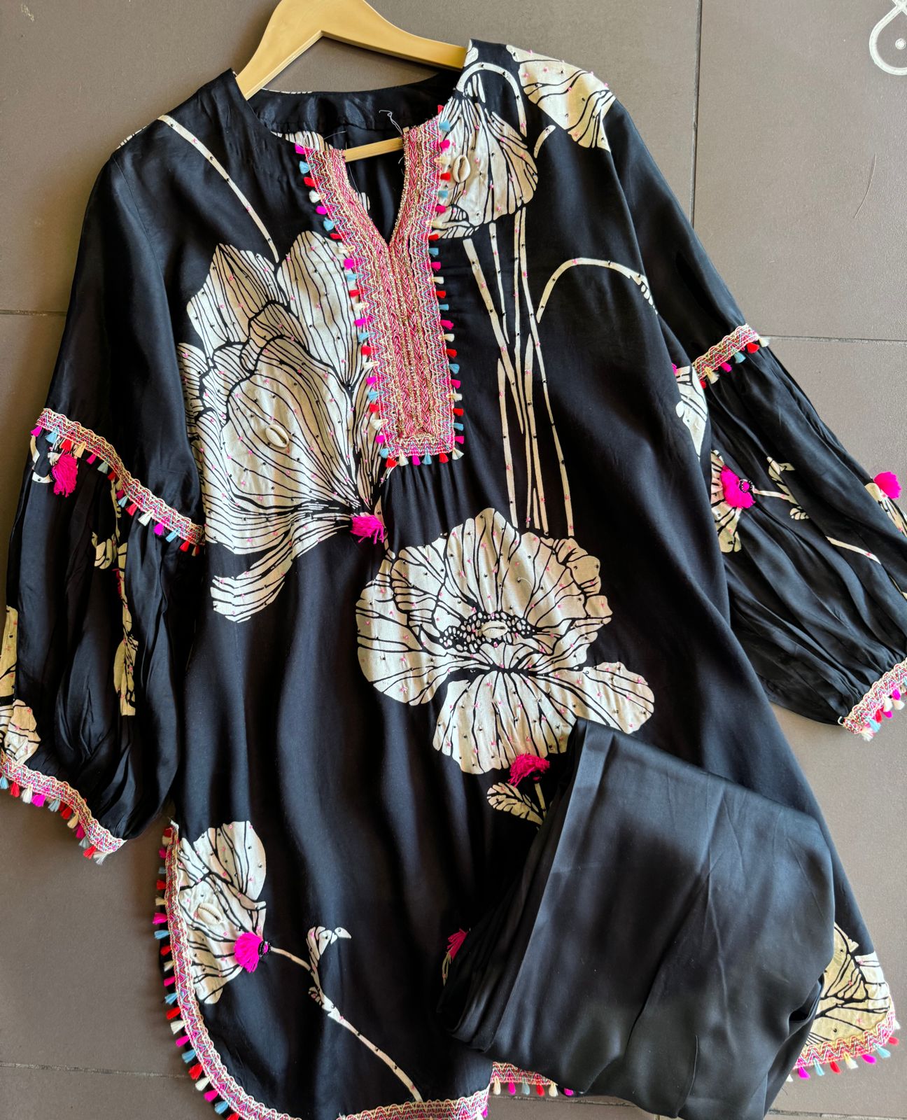 Beautiful digital printed COORD set with handwork highlighting