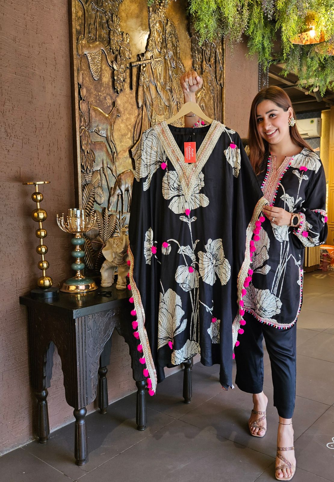 Beautiful digital printed COORD set with handwork highlighting