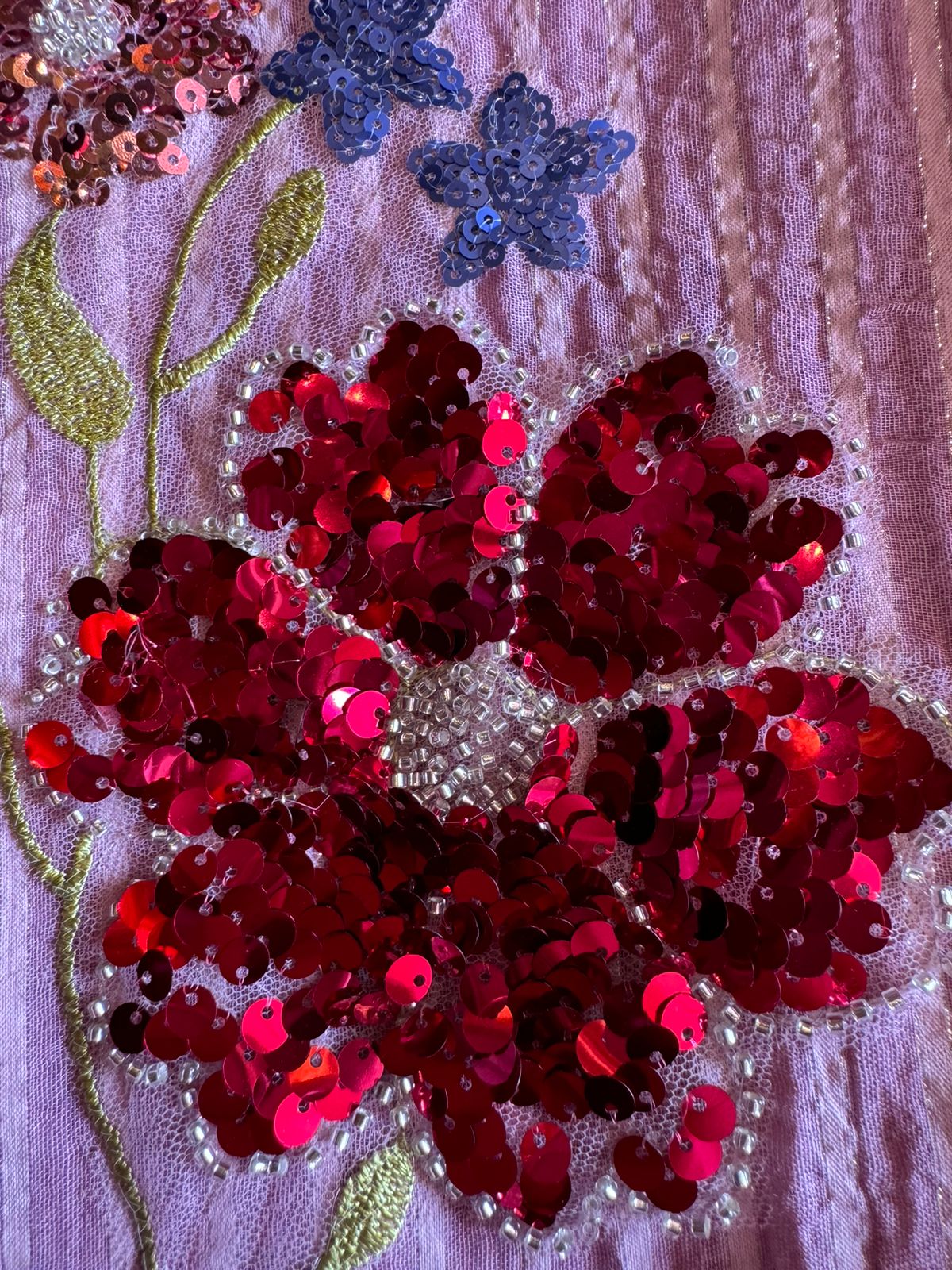 Organic cotton self base cotton shirt with rich crochet floral design ghera  Unstitched full size shirt