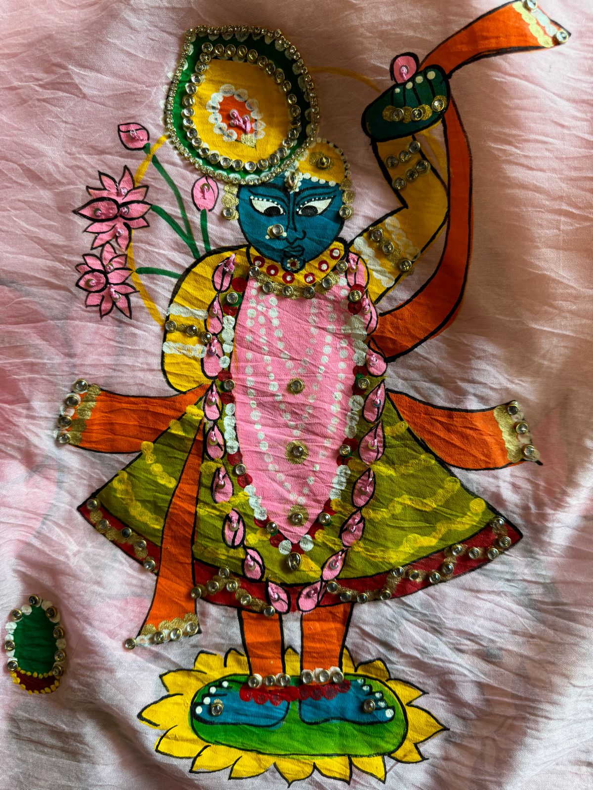 Pure chanderi hand painted suit Premium pichwai hand paint design.