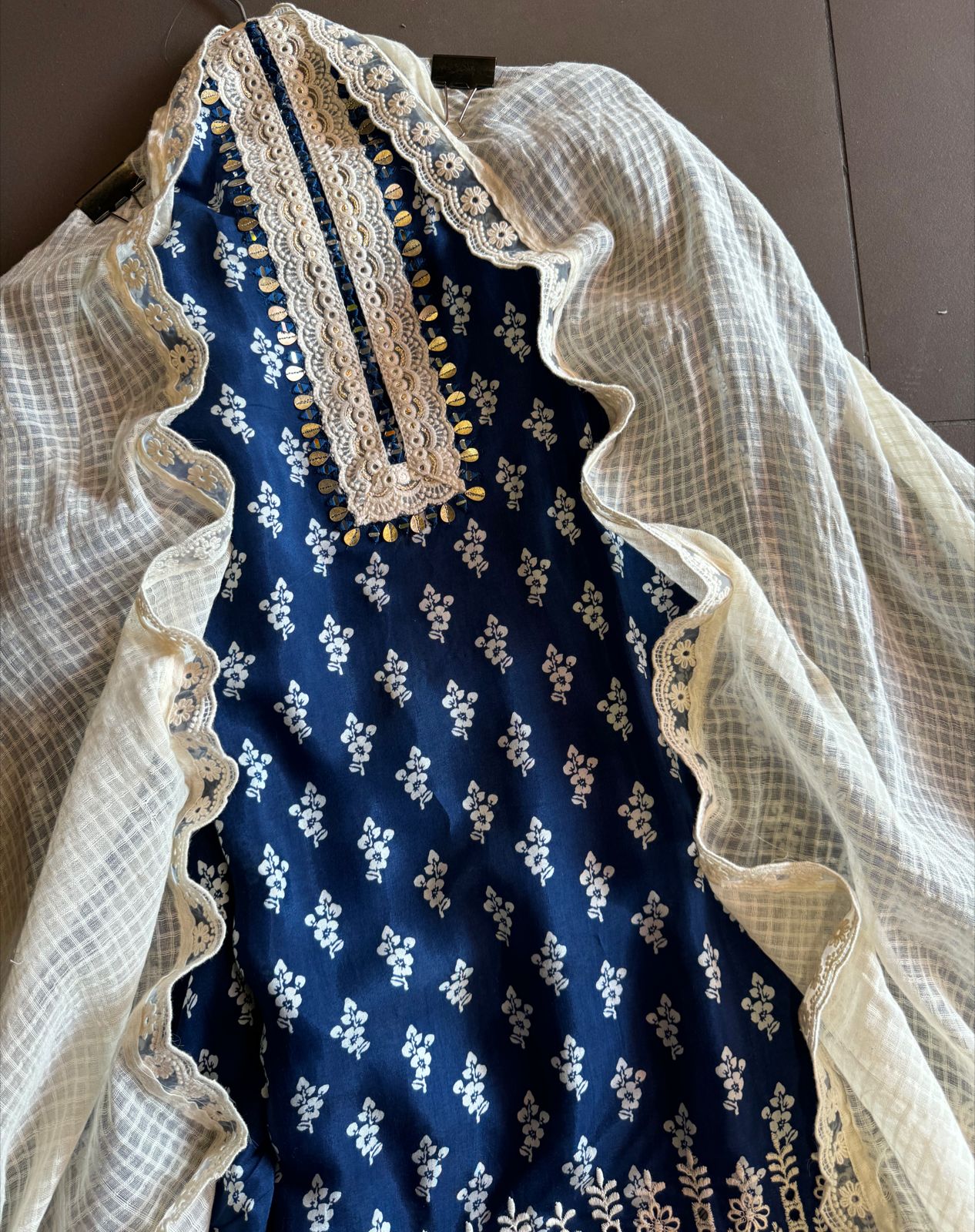 Cotto  Muslin block printed shirt (Unstitched and full in size)