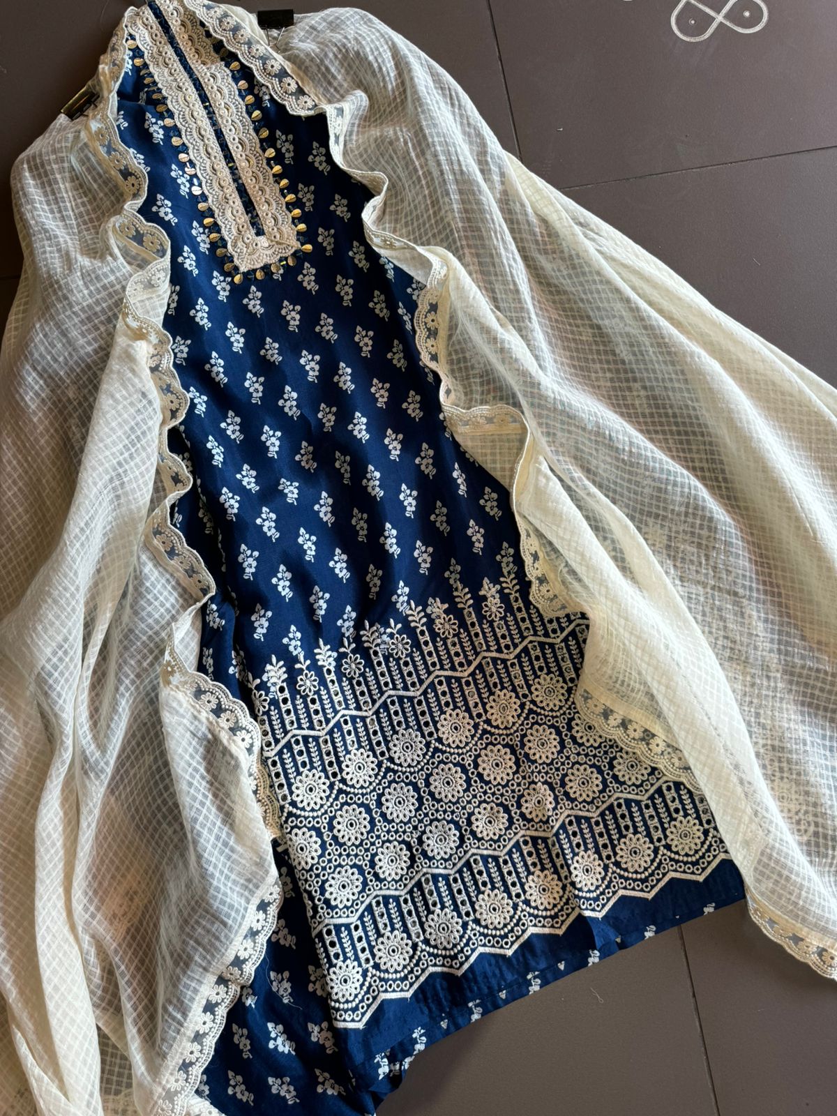 Cotto  Muslin block printed shirt (Unstitched and full in size)