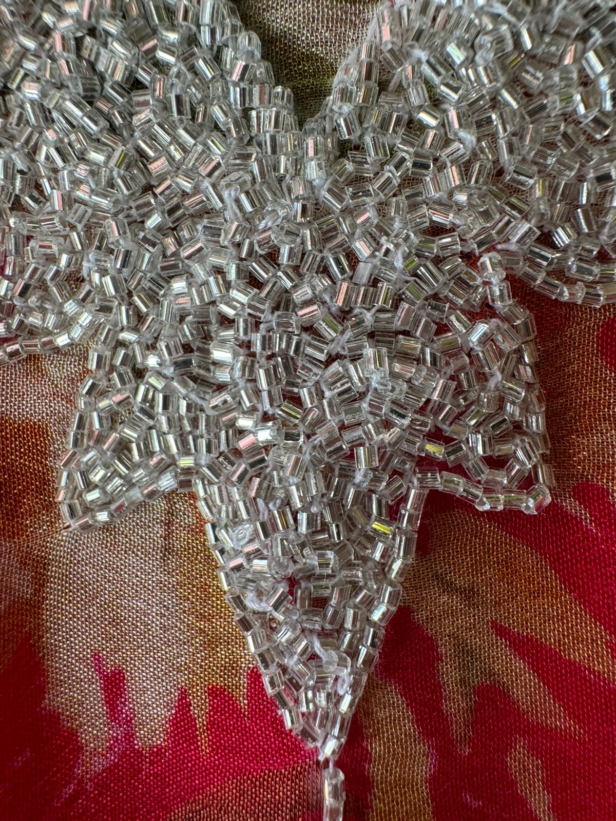 Pure chinon floral digital printed Shirt with nalki work on the shirt front with V neck design