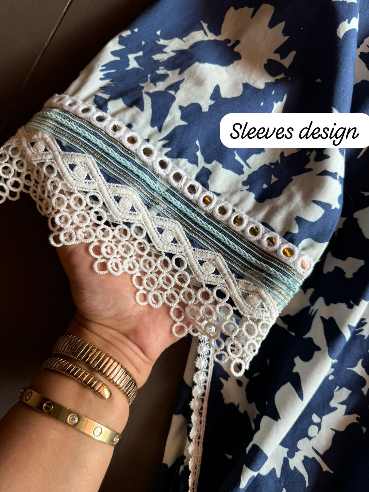 Cotton stitched COORD set digital printed with Lace detailings on the neckline