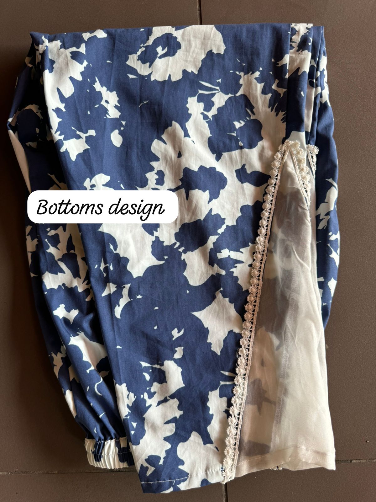 Cotton stitched COORD set digital printed with Lace detailings on the neckline