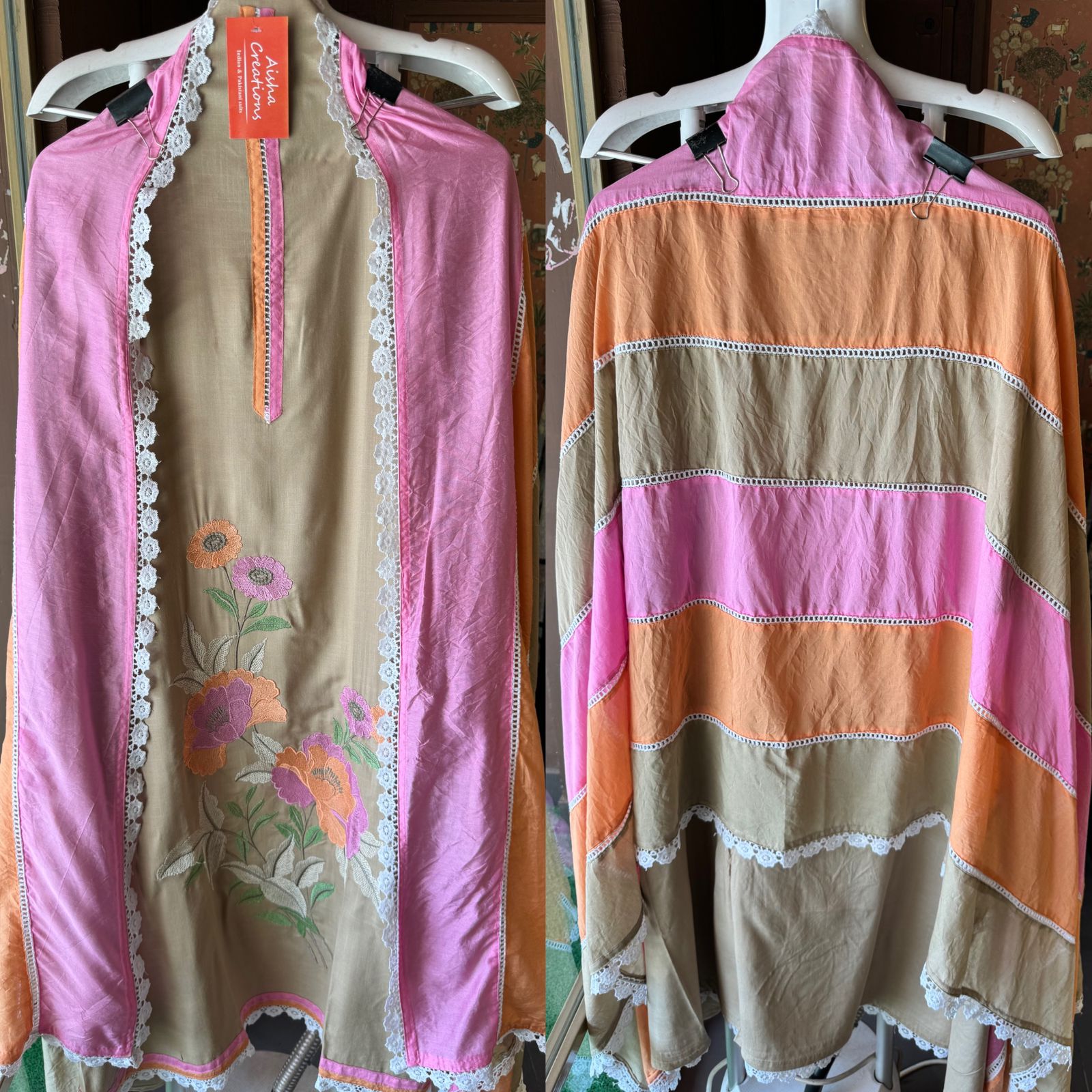 Soft cotton Unstitched suits with floral thread embroidered concept