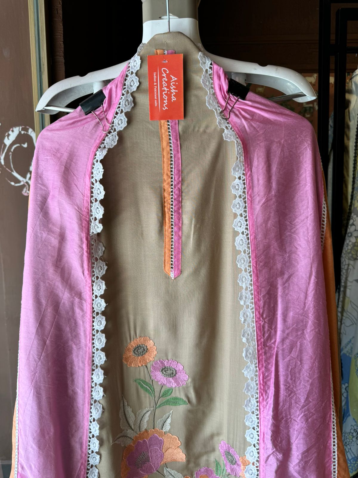 Soft cotton Unstitched suits with floral thread embroidered concept