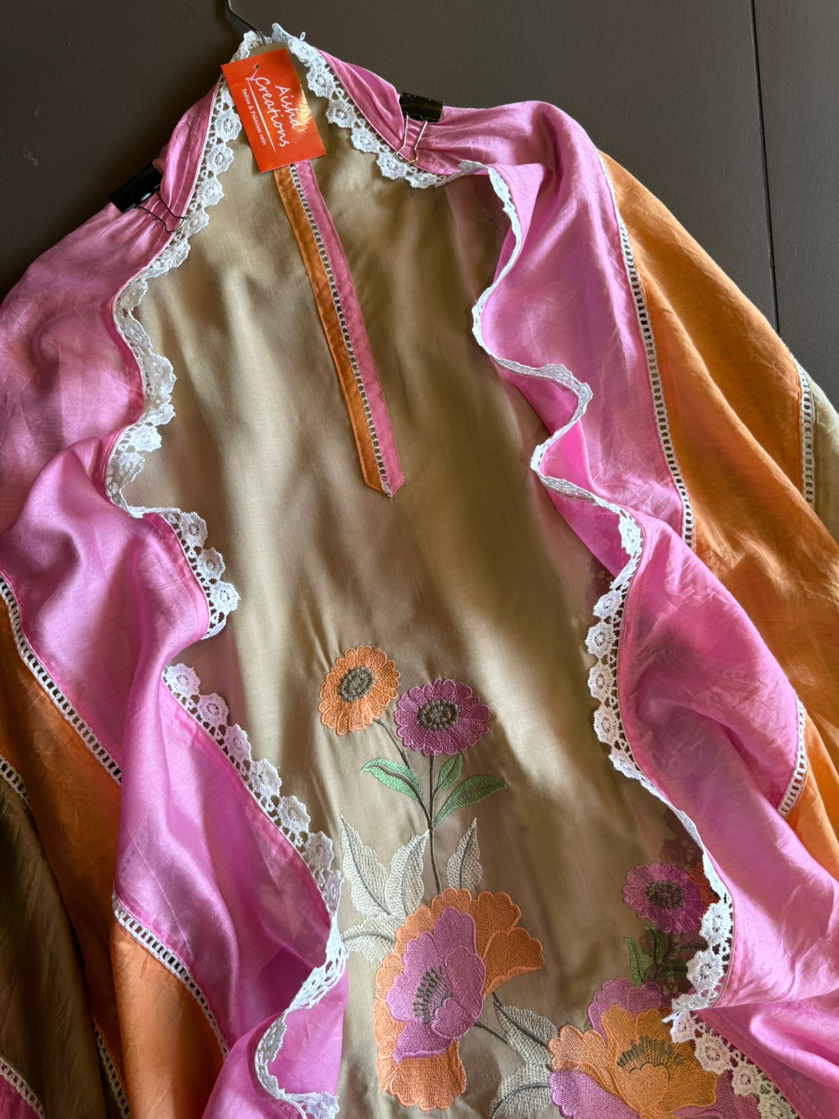 Soft cotton Unstitched suits with floral thread embroidered concept