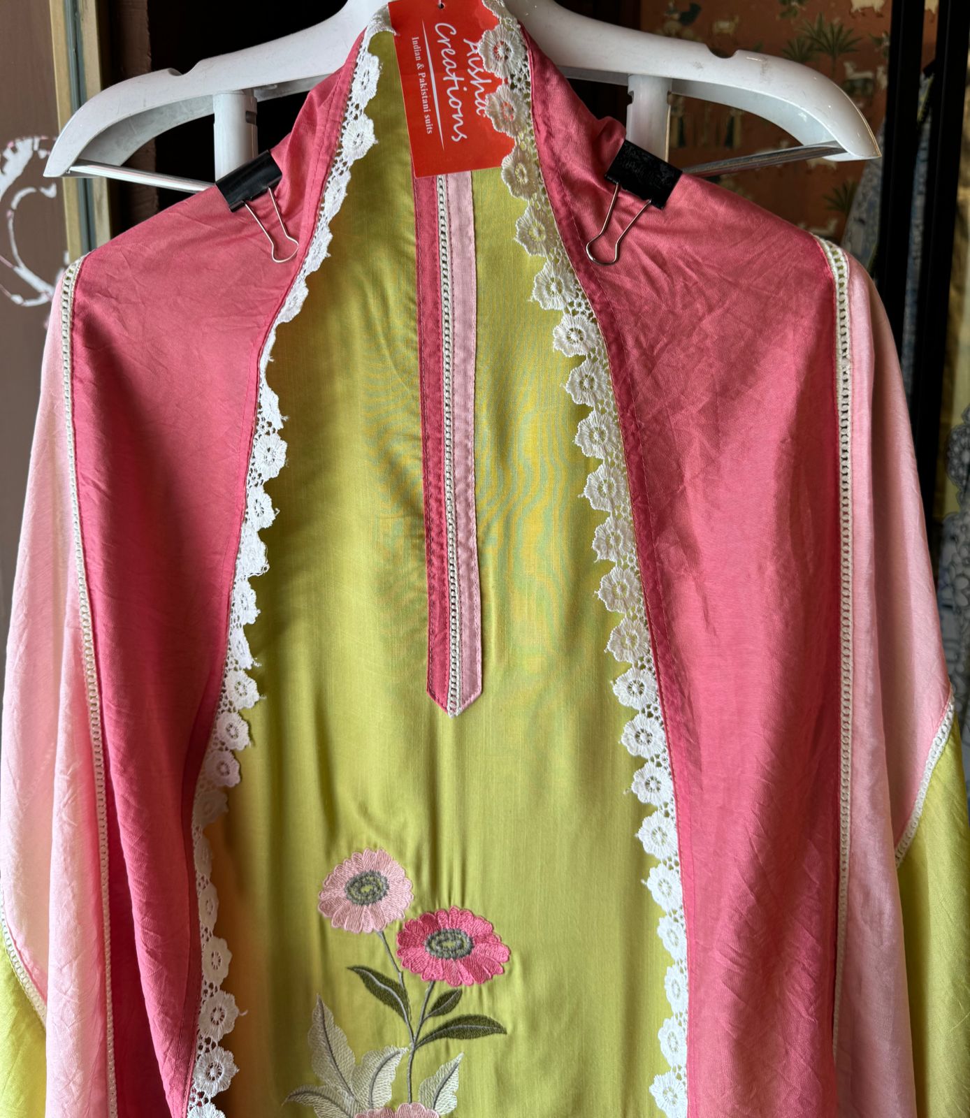 Soft cotton Unstitched suits with floral thread embroidered concept