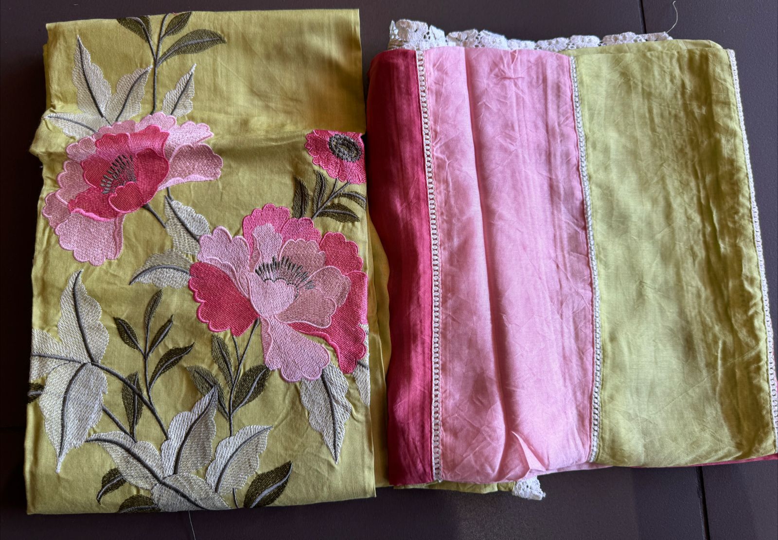 Soft cotton Unstitched suits with floral thread embroidered concept