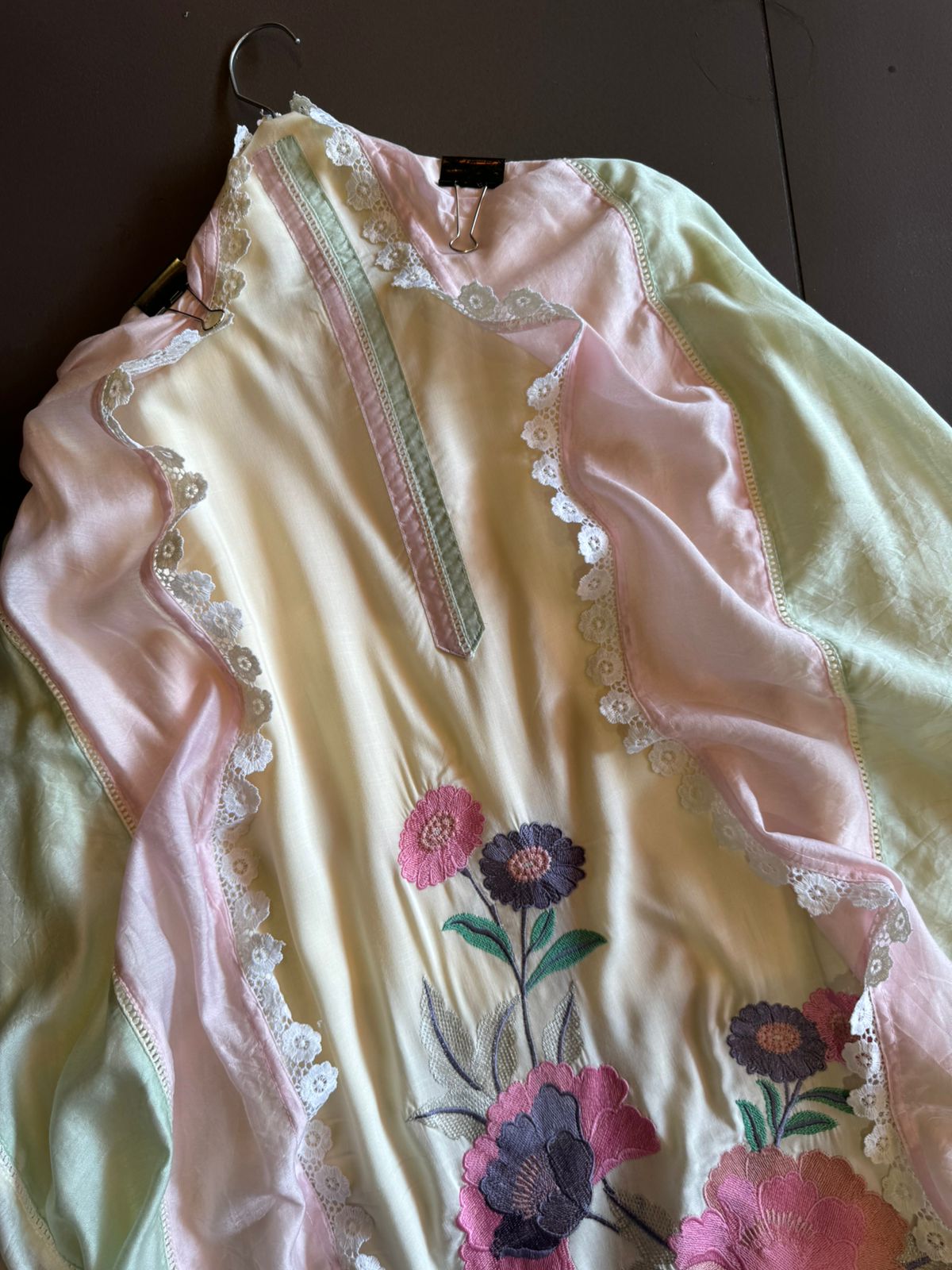 Soft cotton Unstitched suits with floral thread embroidered concept