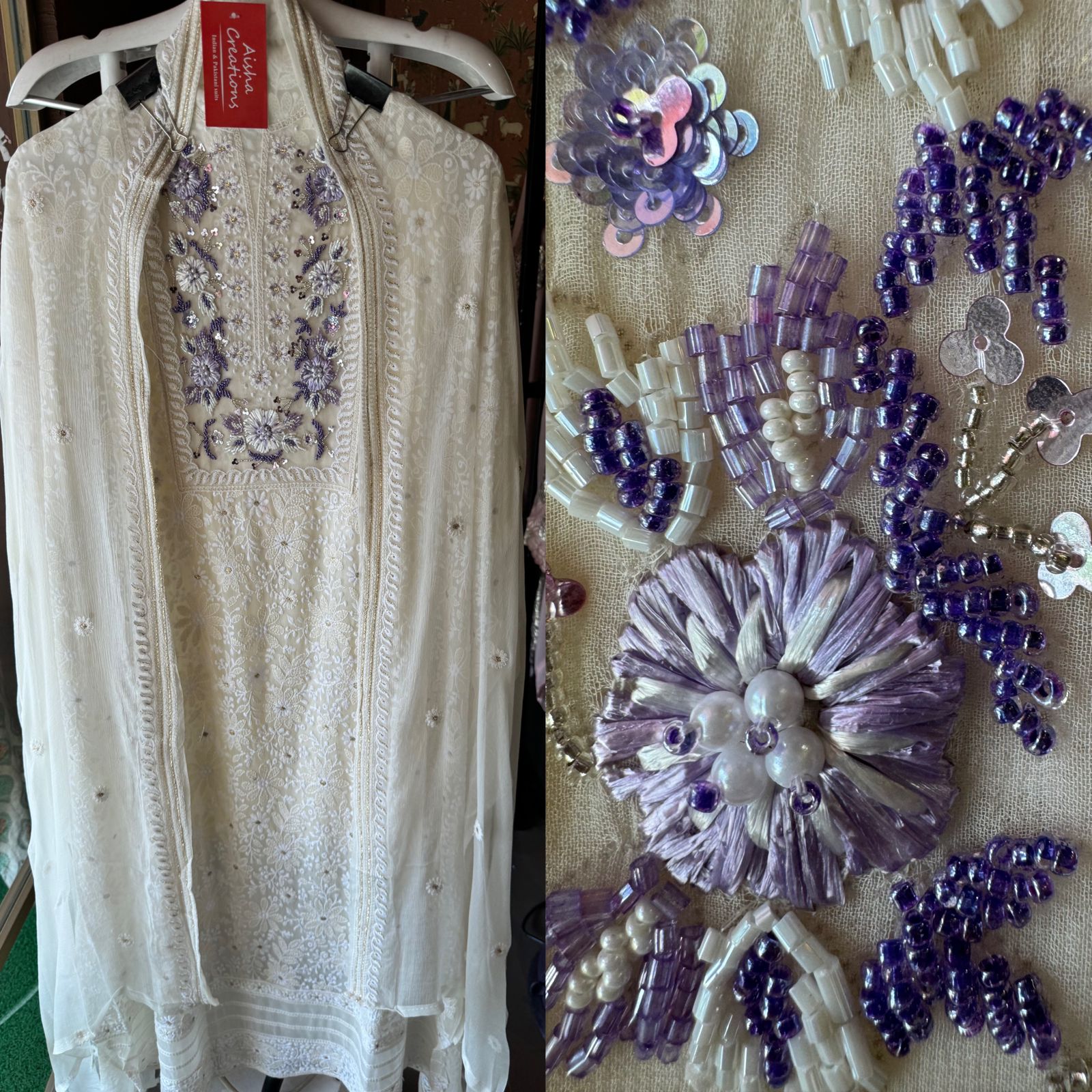 Pure Georgette thread embroidered Shirt (Unstitched) With beautiful nalki