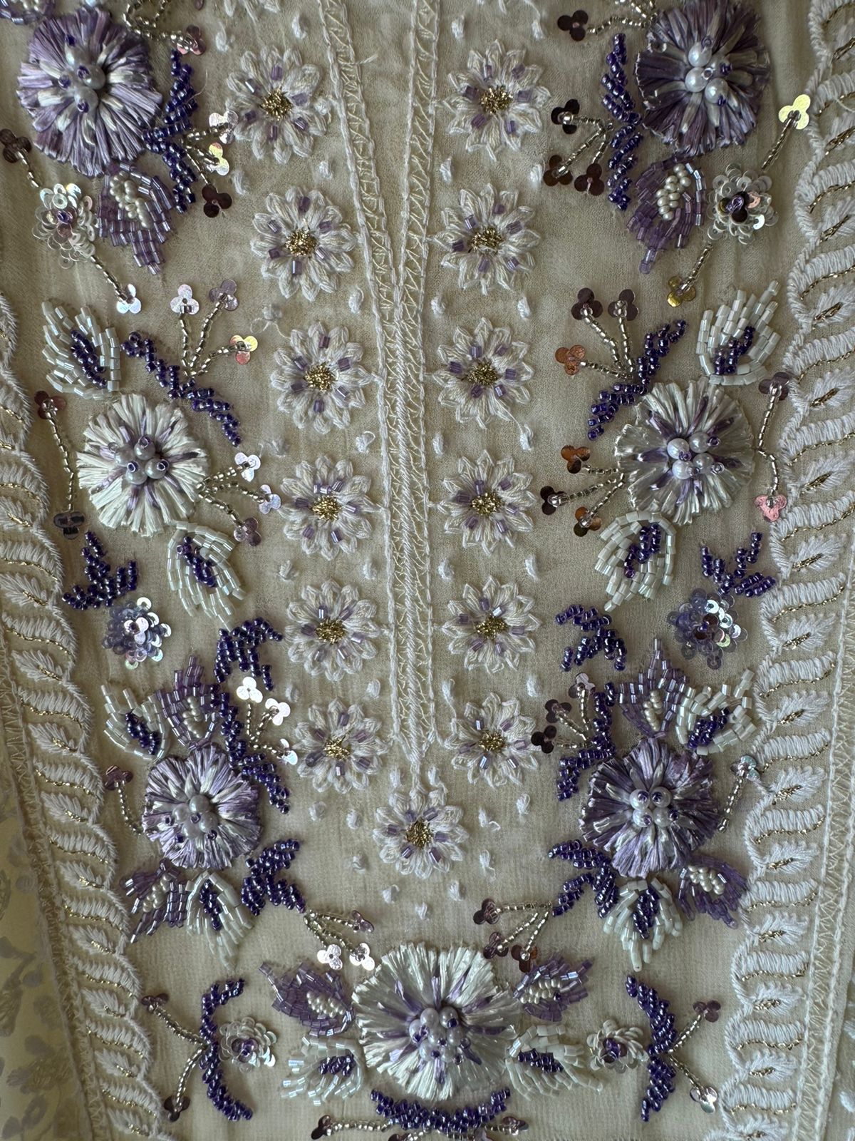 Pure Georgette thread embroidered Shirt (Unstitched) With beautiful nalki