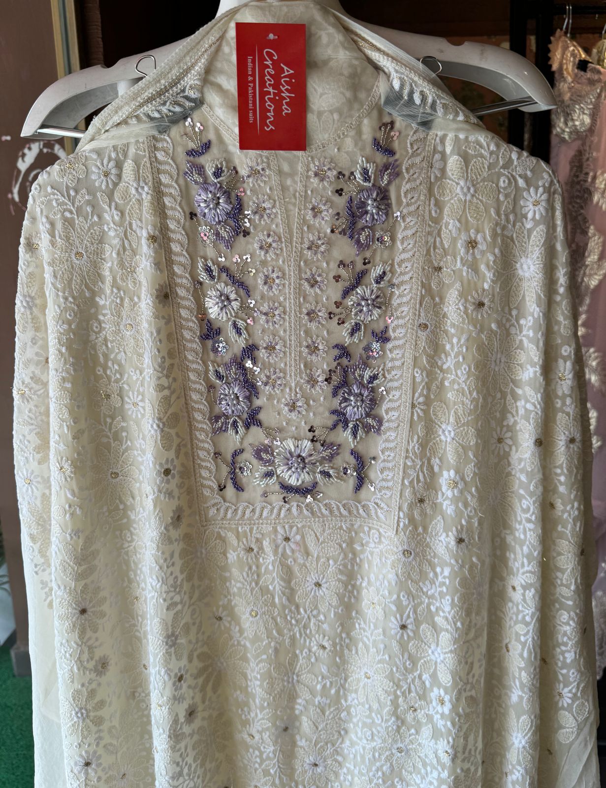 Pure Georgette thread embroidered Shirt (Unstitched) With beautiful nalki