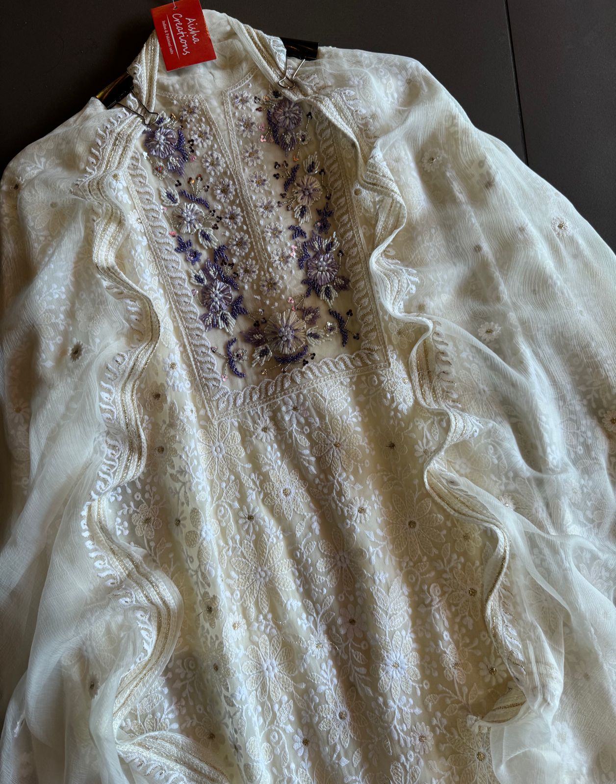 Pure Georgette thread embroidered Shirt (Unstitched) With beautiful nalki