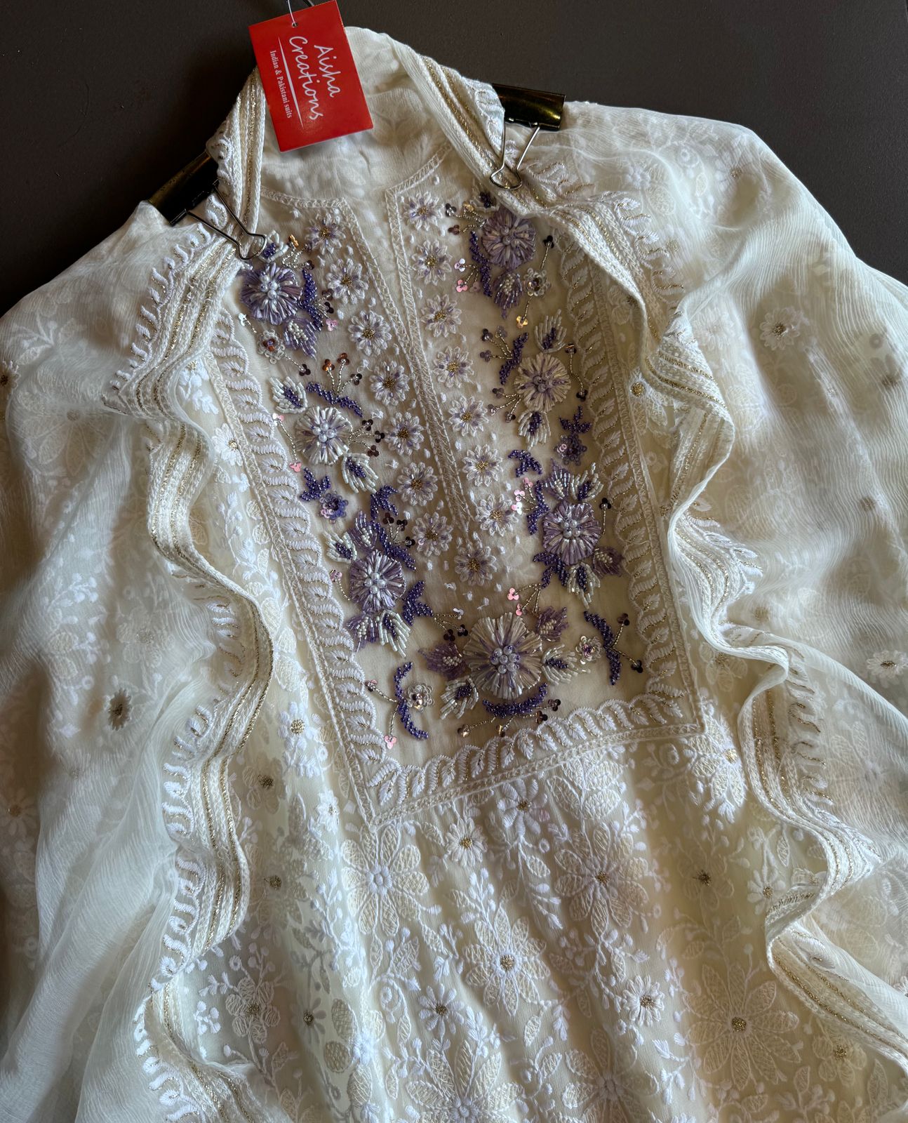 Pure Georgette thread embroidered Shirt (Unstitched) With beautiful nalki