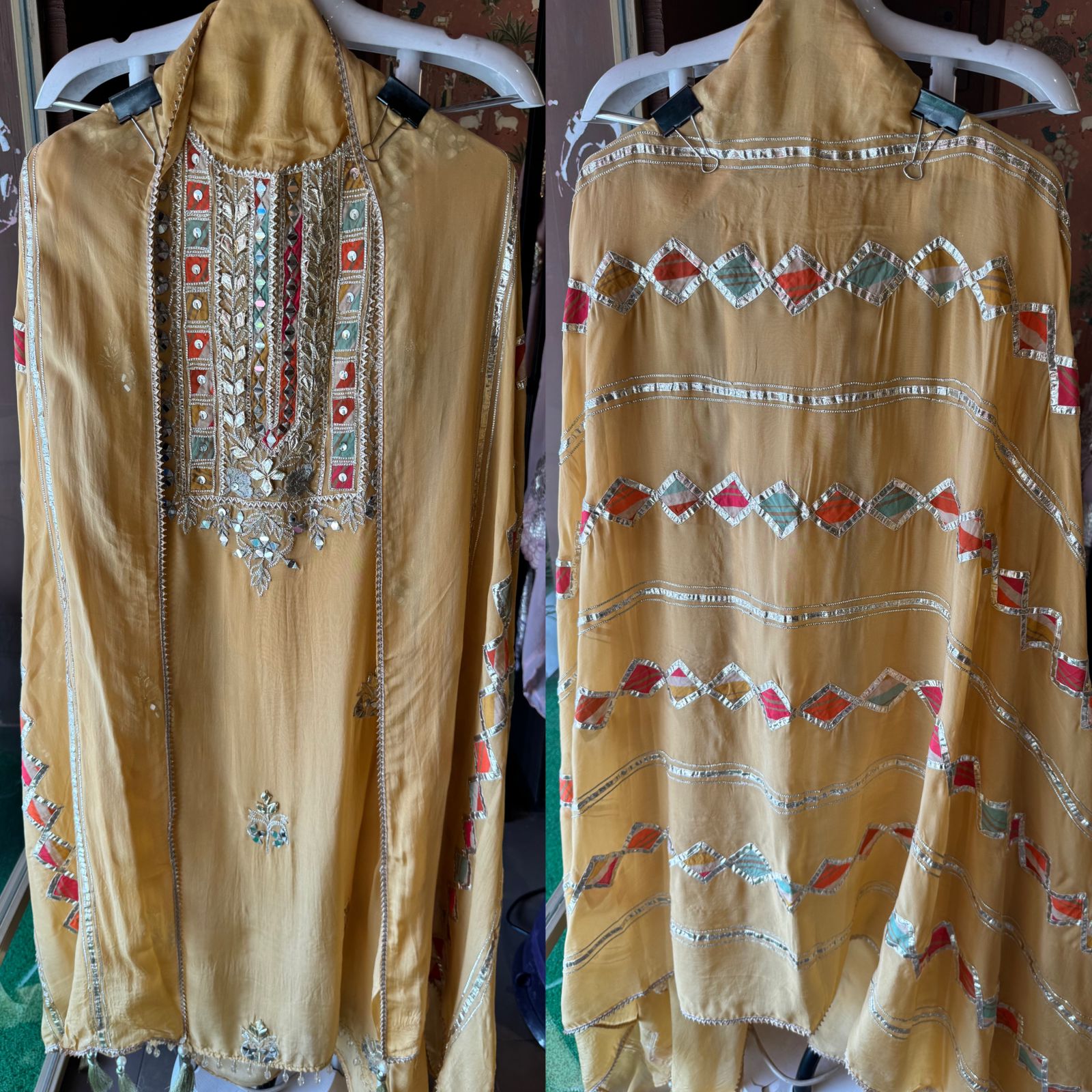 Soft organza Full size shirt with original gotta work and mirror and zari