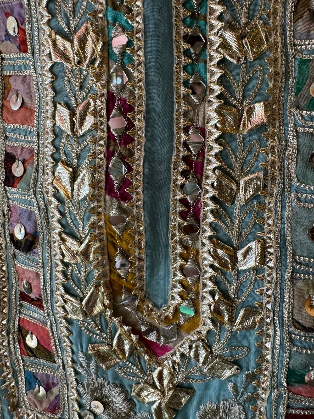 Soft organza Full size shirt with original gotta work and mirror and zari