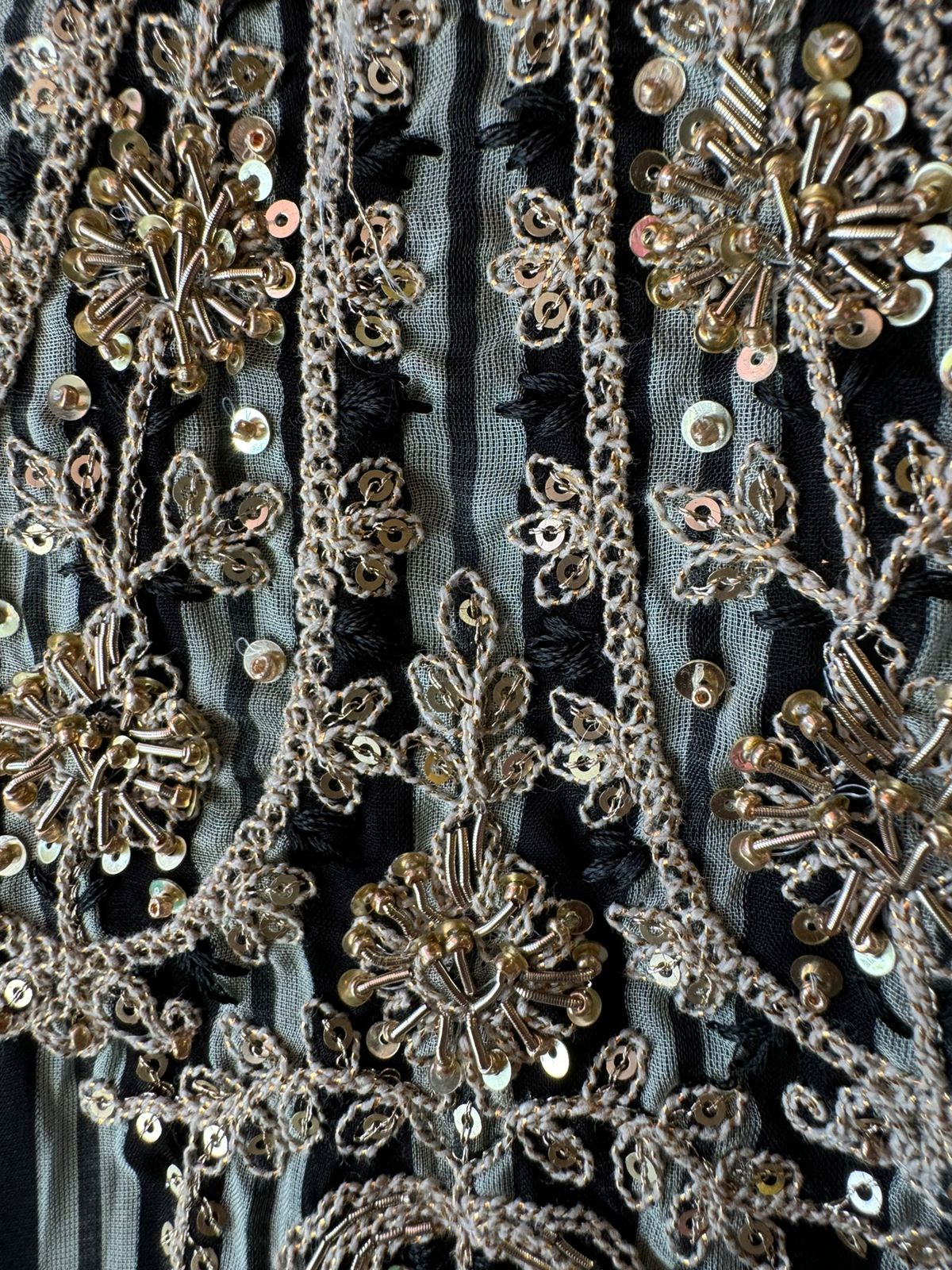 Soft digital printed organza shirt with beautiful dori and zari work on the neckline