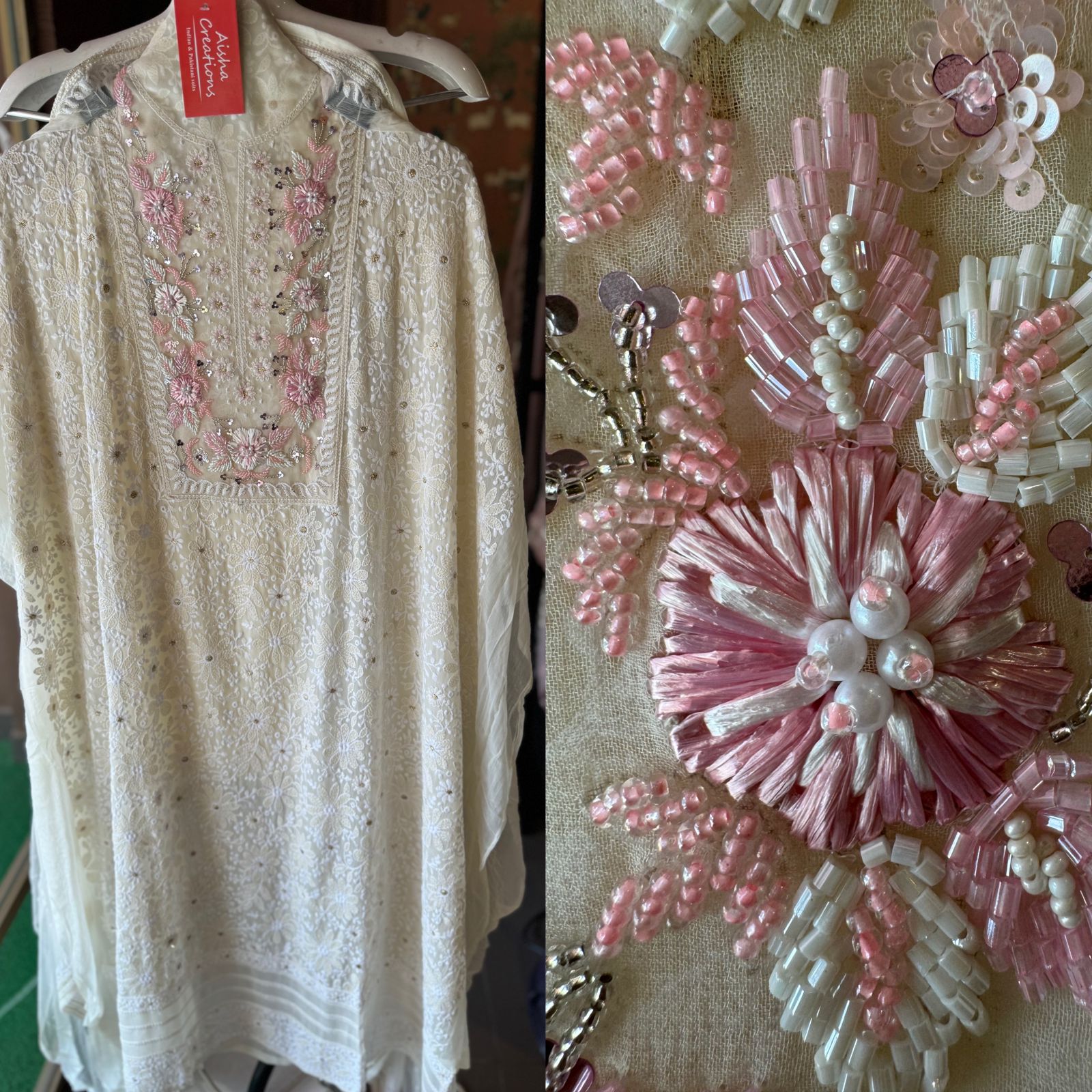 Pure Georgette thread embroidered Shirt (Unstitched) With beautiful nalki