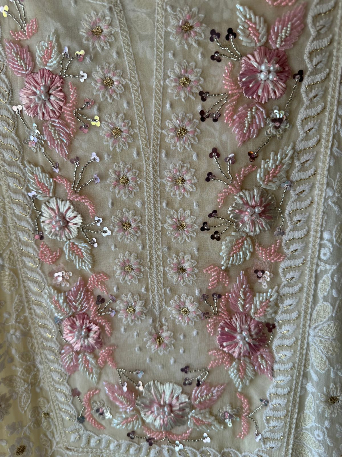 Pure Georgette thread embroidered Shirt (Unstitched) With beautiful nalki