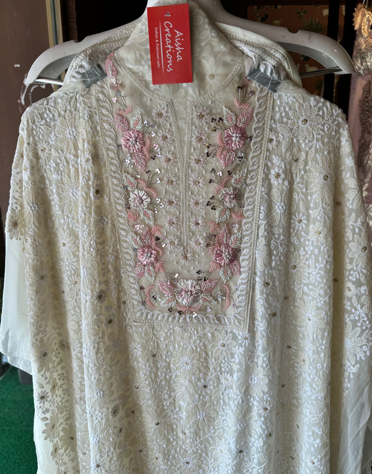 Pure Georgette thread embroidered Shirt (Unstitched) With beautiful nalki